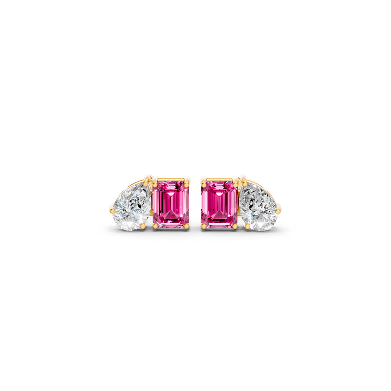 Pink Sapphire Diamond Toi et Moi Stud Earrings 1