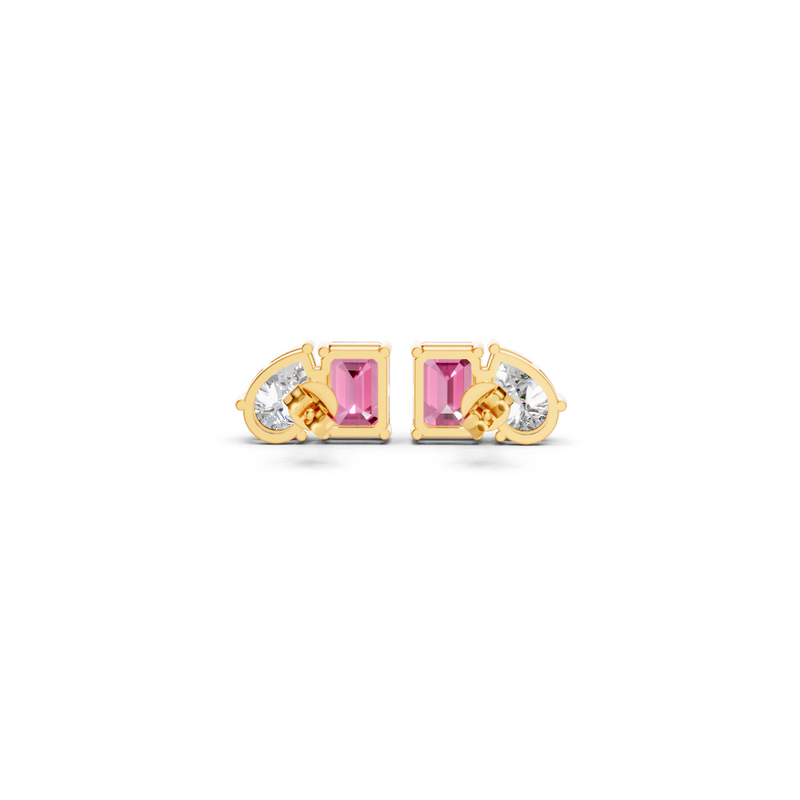 Pink Sapphire Diamond Toi et Moi Stud Earrings 2
