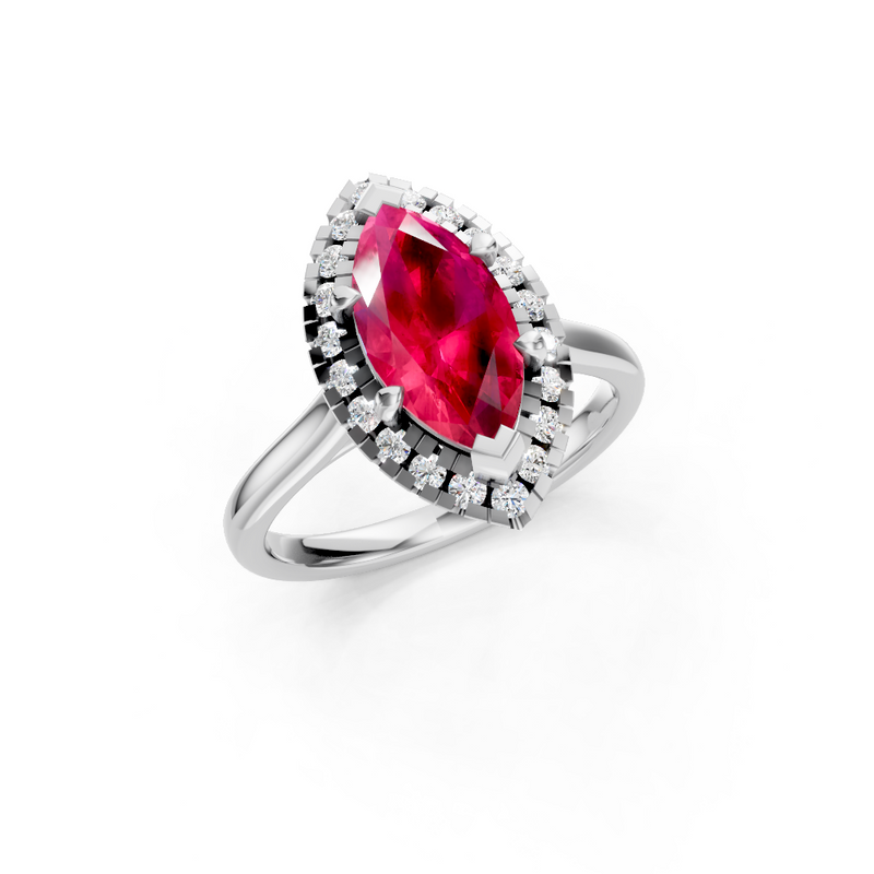 Ruby Marquise Halo Ring 3