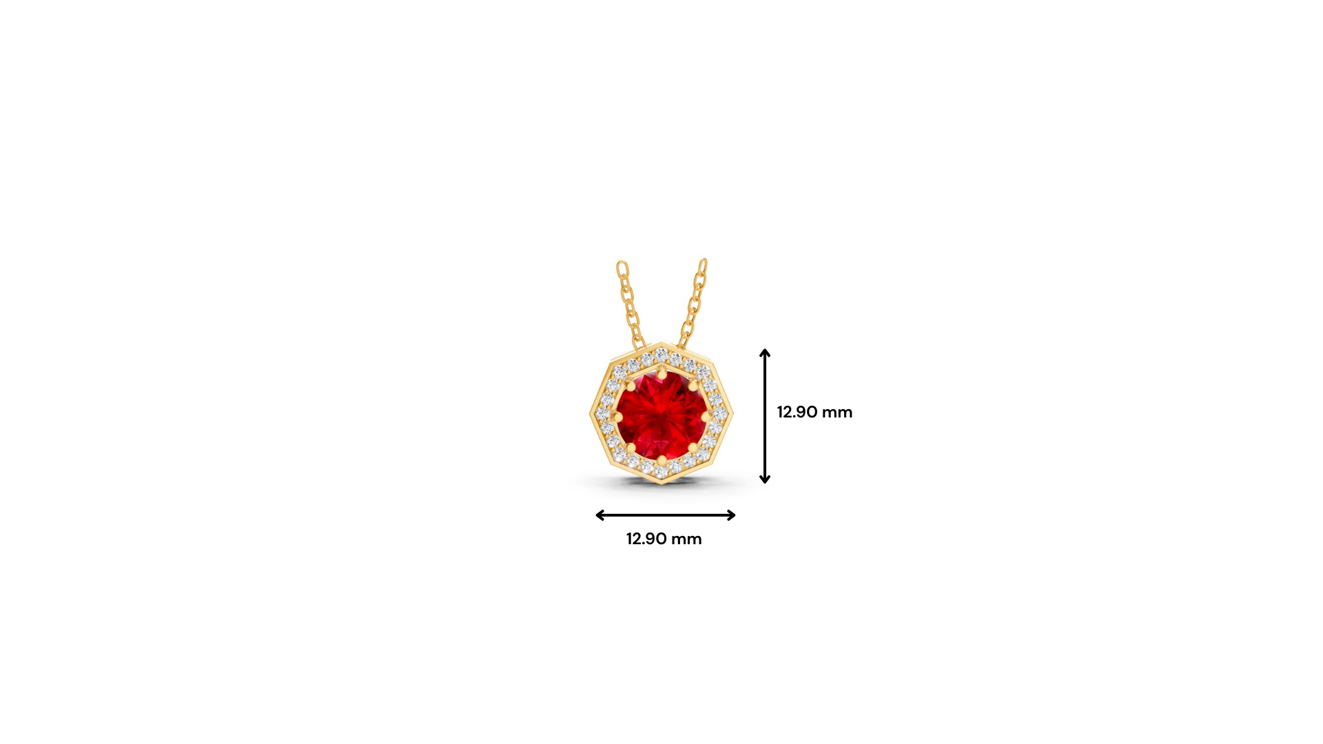 Ruby Round Octagonal Halo Pendant