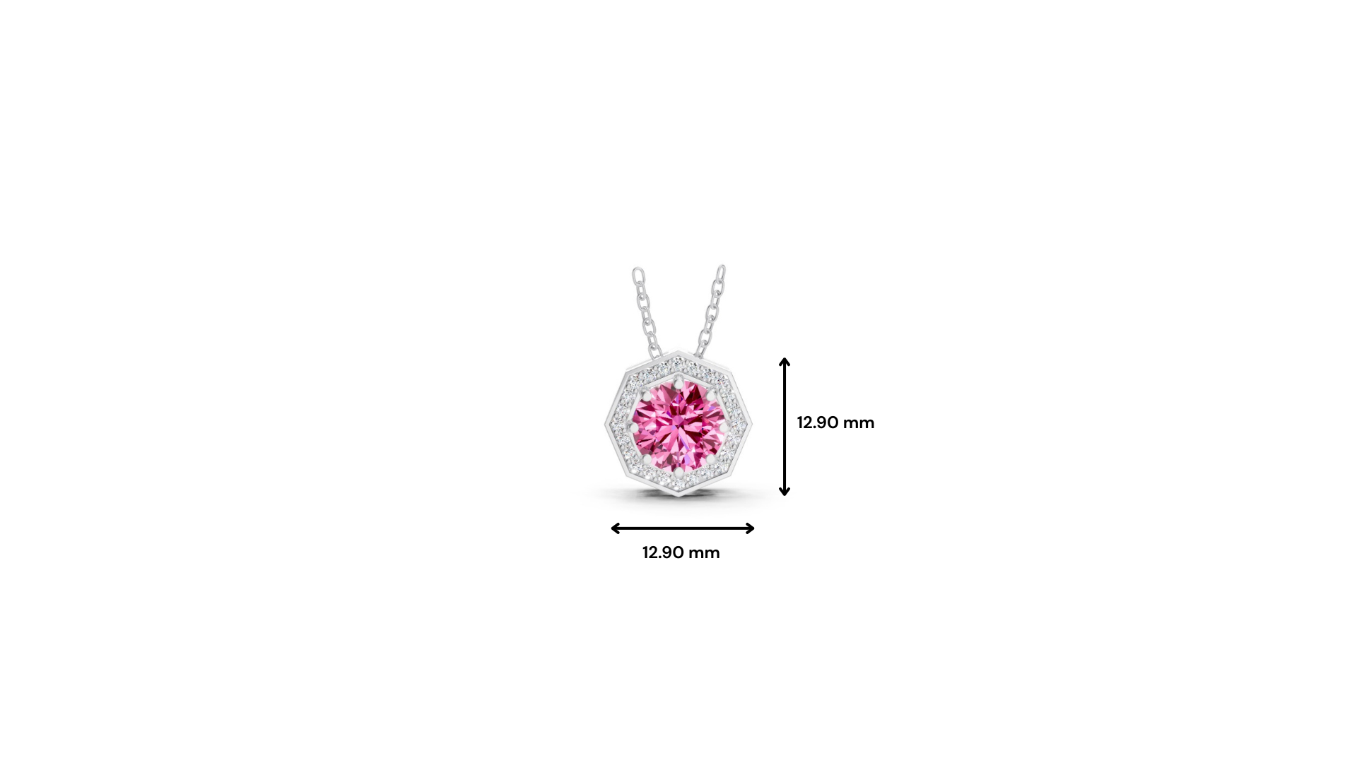 Pink Sapphire Round Octagonal Halo Pendant