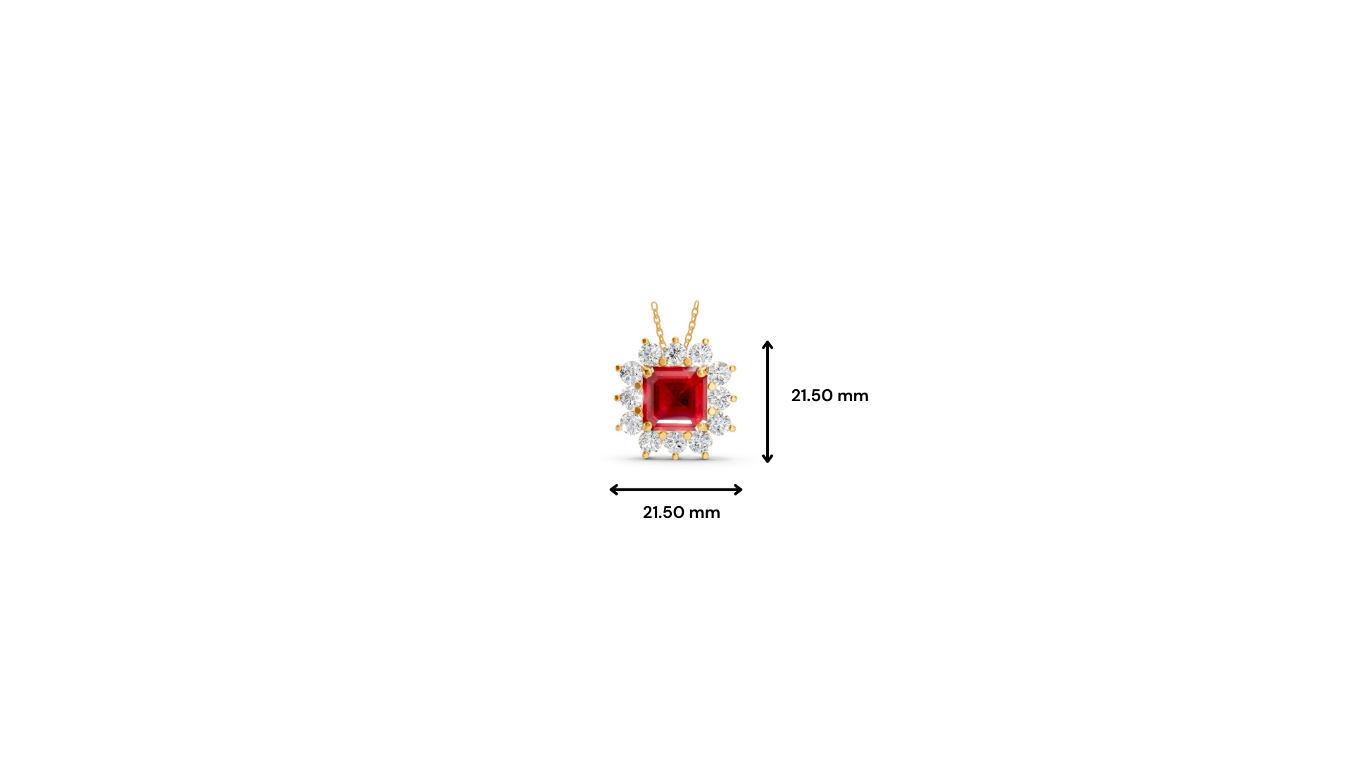Ruby Asscher Sunburst Diamond Halo Pendant