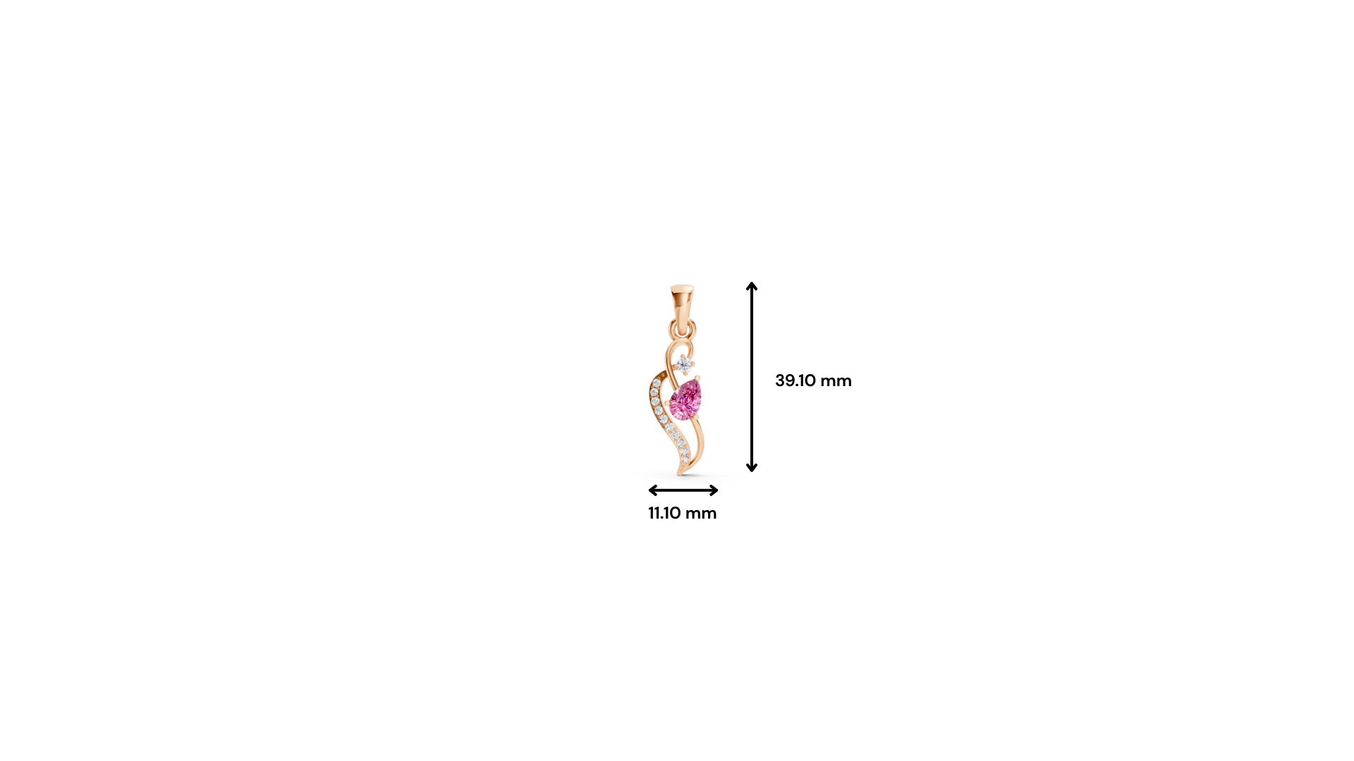 Pink Sapphire Pear Pendant with Diamond Wave Accent