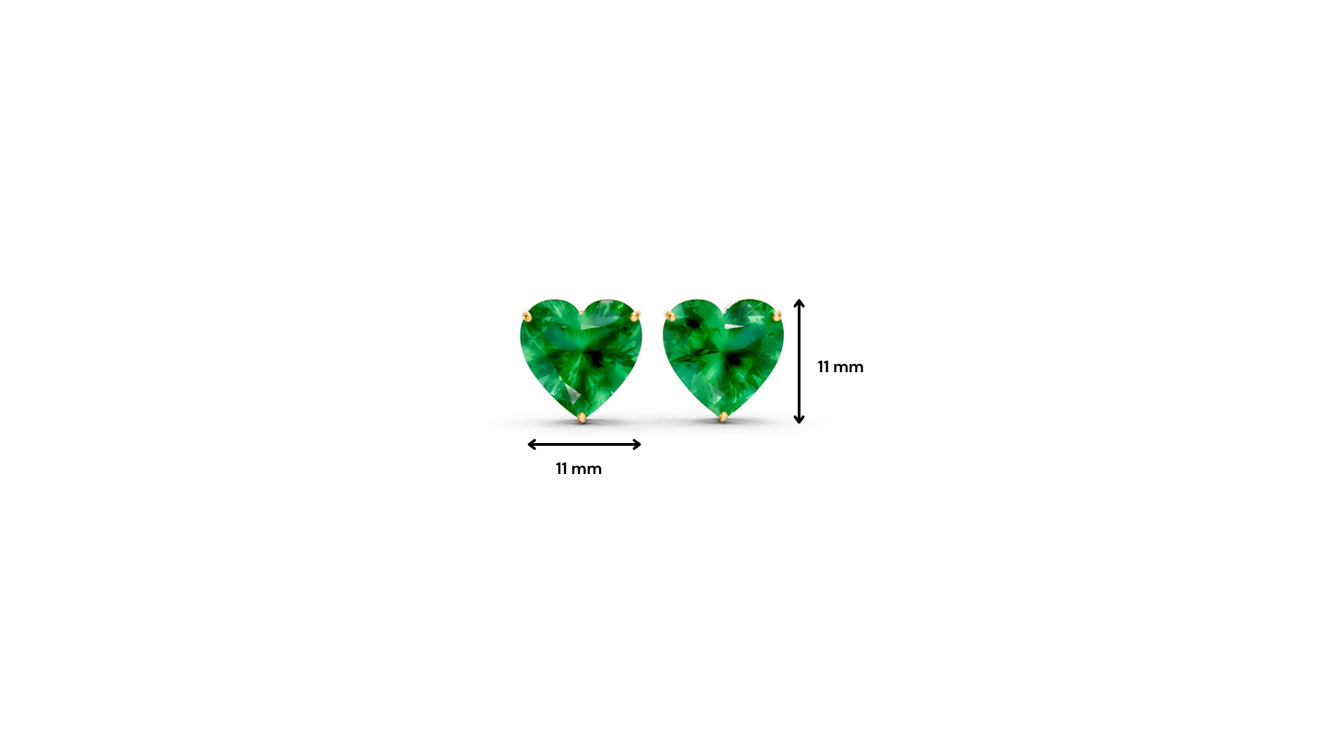 Colombian Emerald  Heart Solitaire Stud Earrings