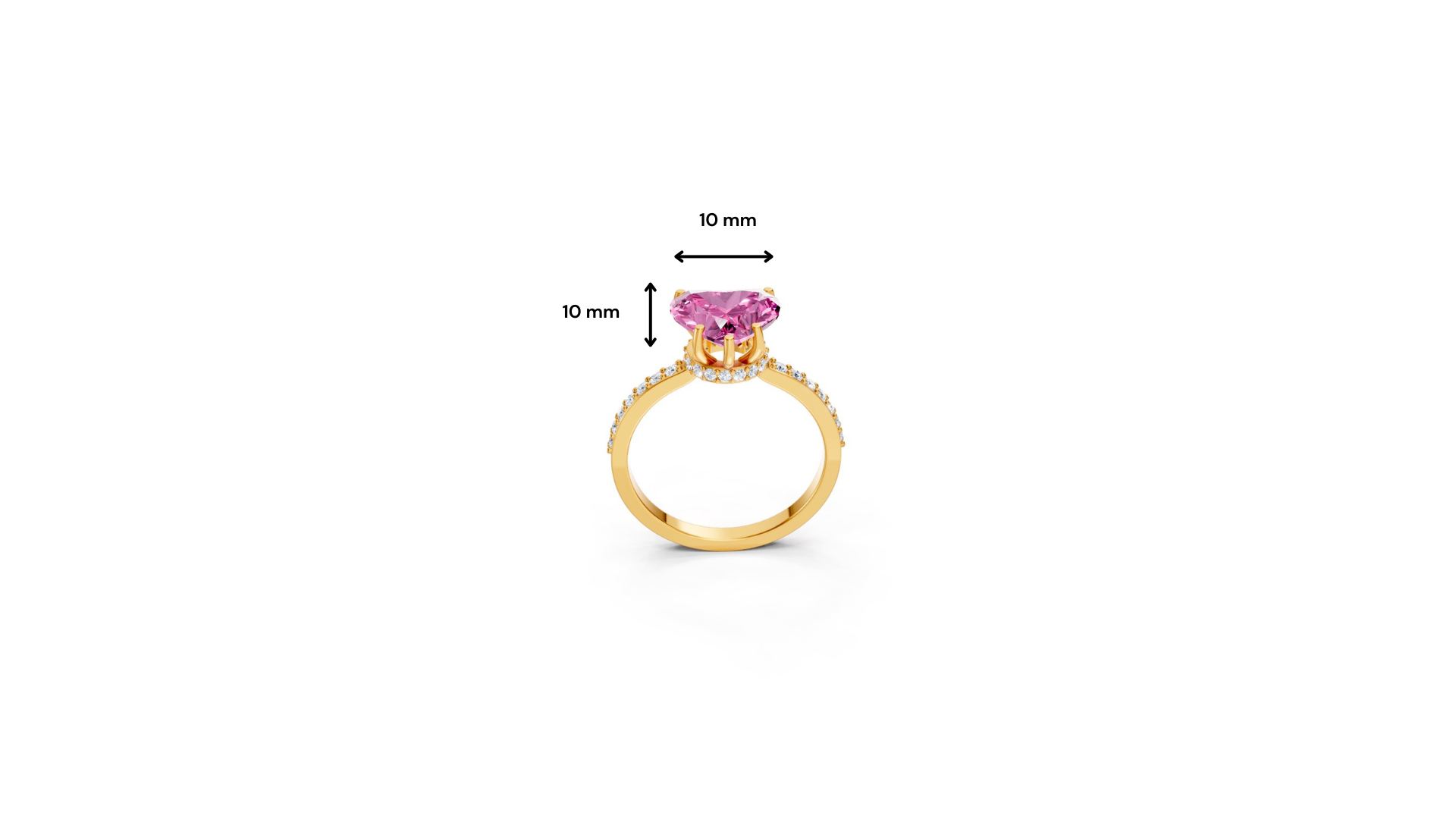 Pink Sapphire Heart Ring with Diamond Pave Band