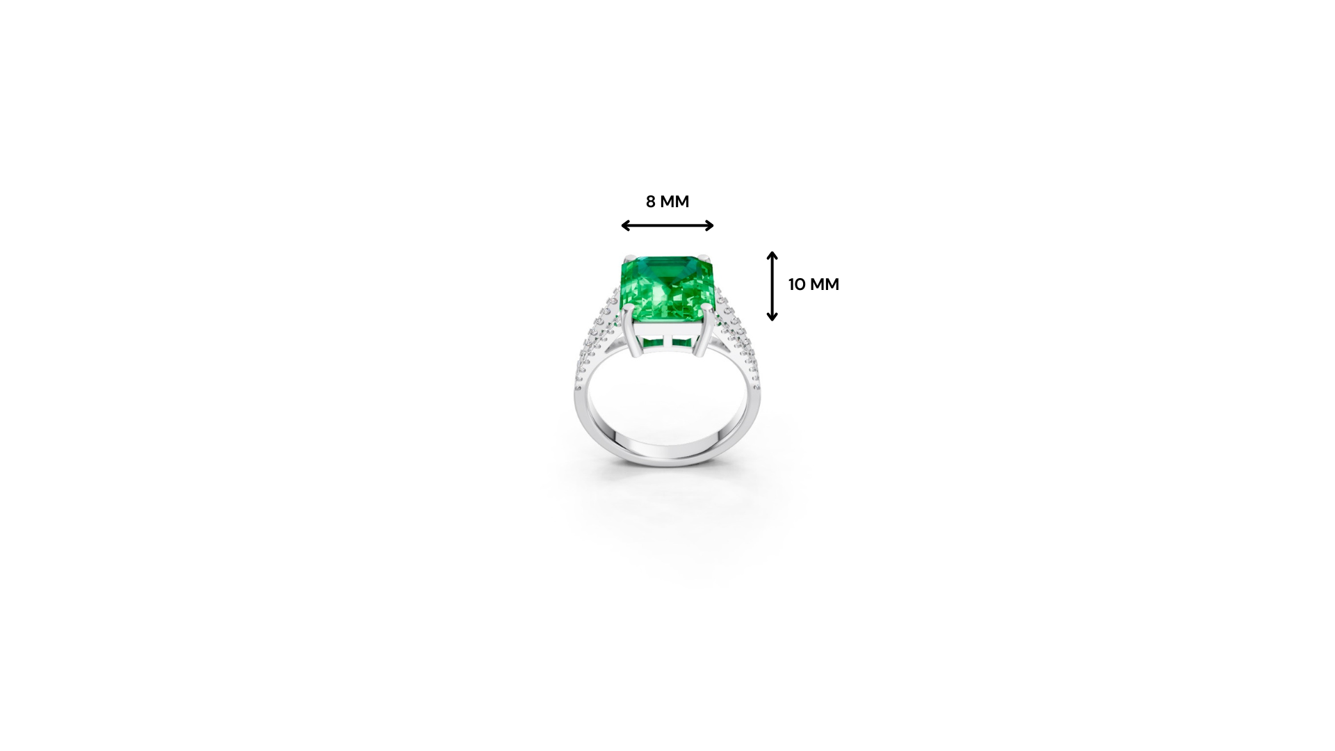 Colombian Emerald Cut Ring with Diamond Pavé Band
