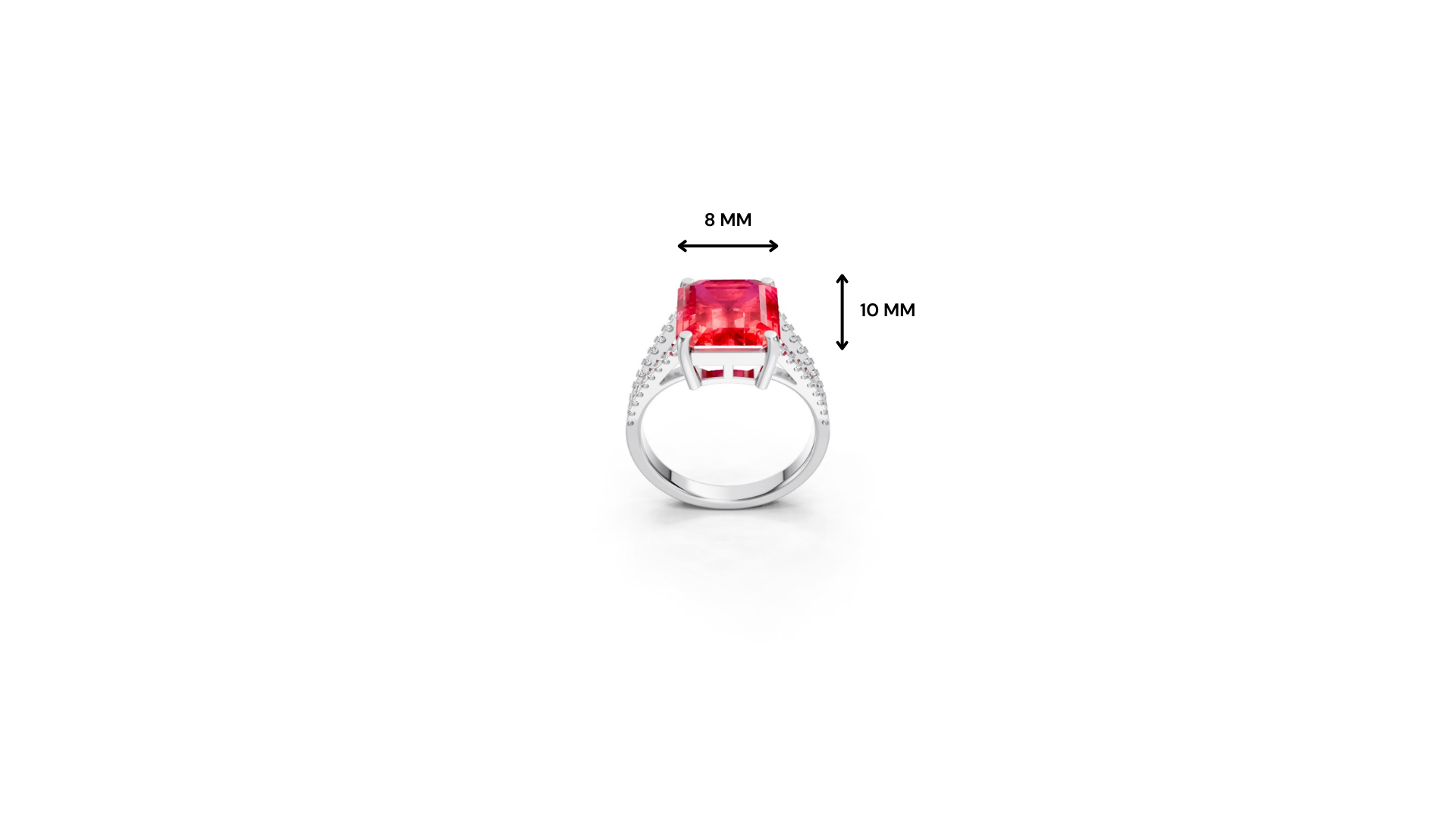 Ruby Emerald Cut Ring with Diamond Pavé Band
