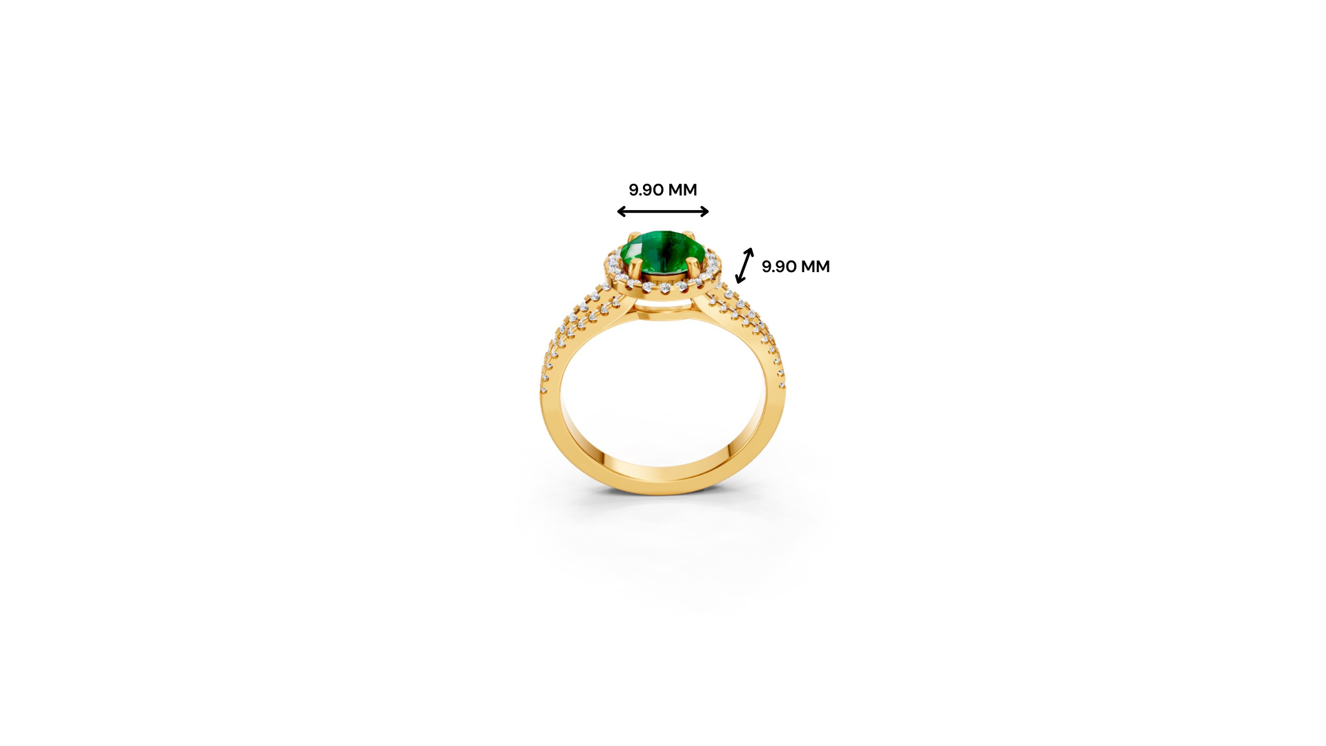 Colombian Emerald Round Halo Ring with Diamond Pavé Split Band