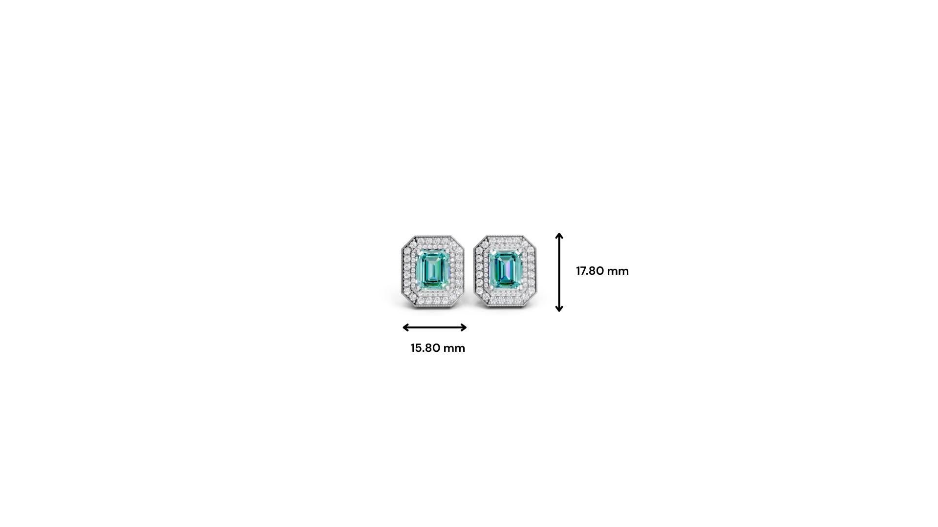 Paraiba Tourmaline Octagonal Double Halo Milgrain Stud Earrings