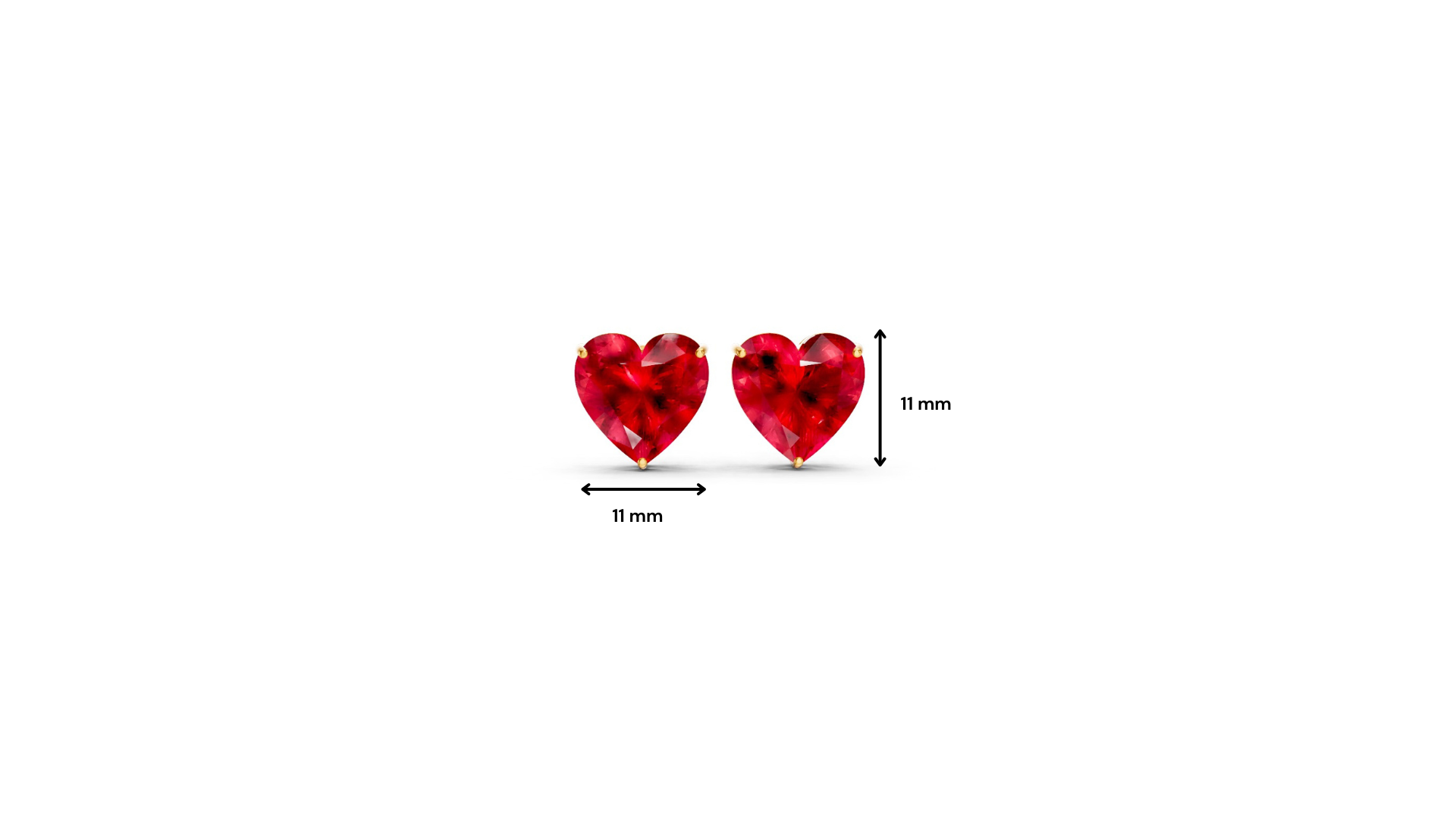 Ruby Heart Solitaire Stud Earrings