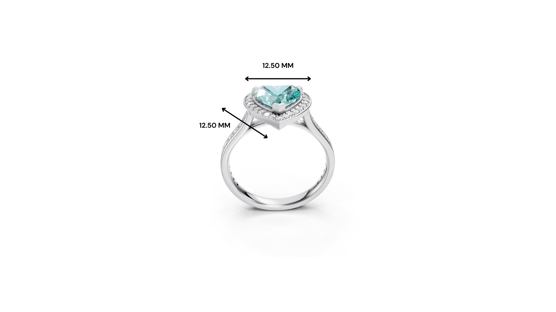 Paraiba Tourmaline Heart Halo Ring with Diamond Pavé Split Band