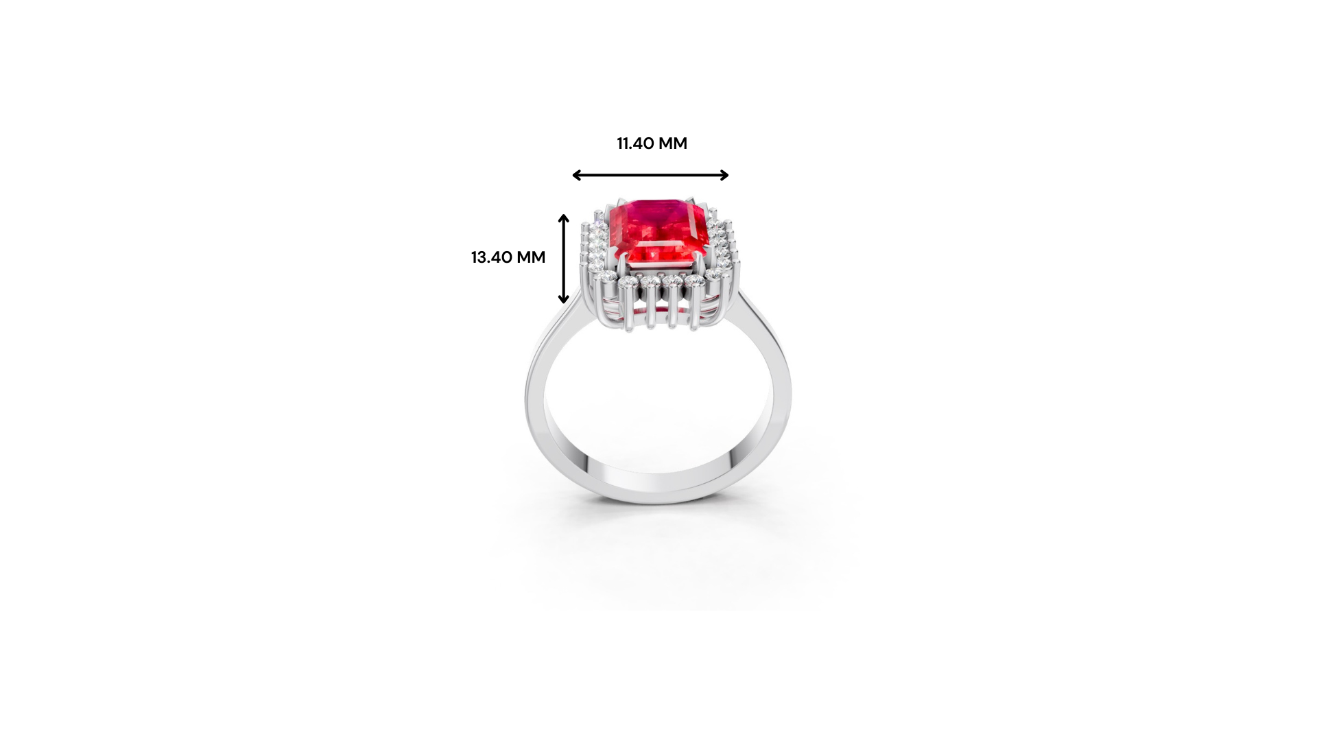Ruby Emerald Cut Halo Ring
