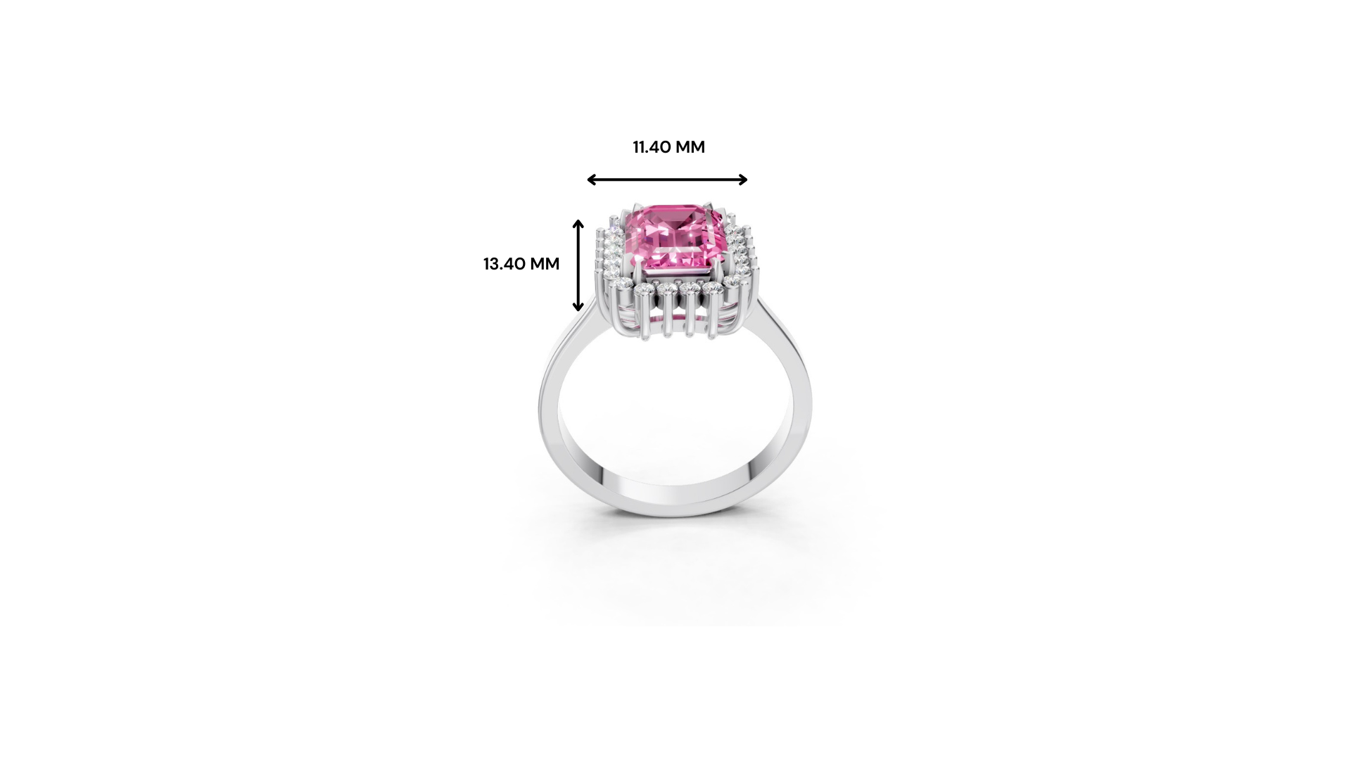 Pink Sapphire Emerald Cut Halo Ring