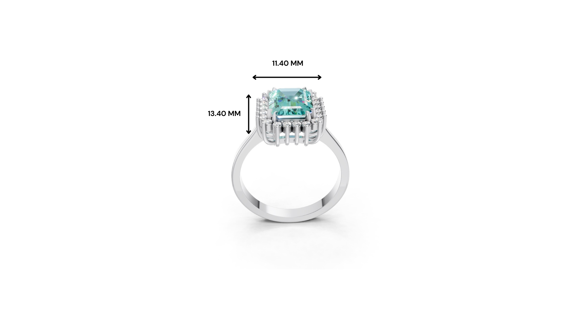 Paraiba Tourmaline Emerald Cut  Halo Ring