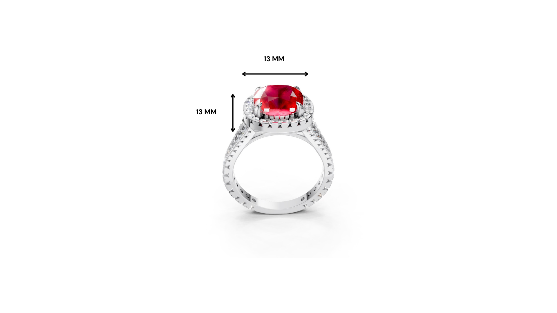 Ruby Cushion Cut Halo Ring