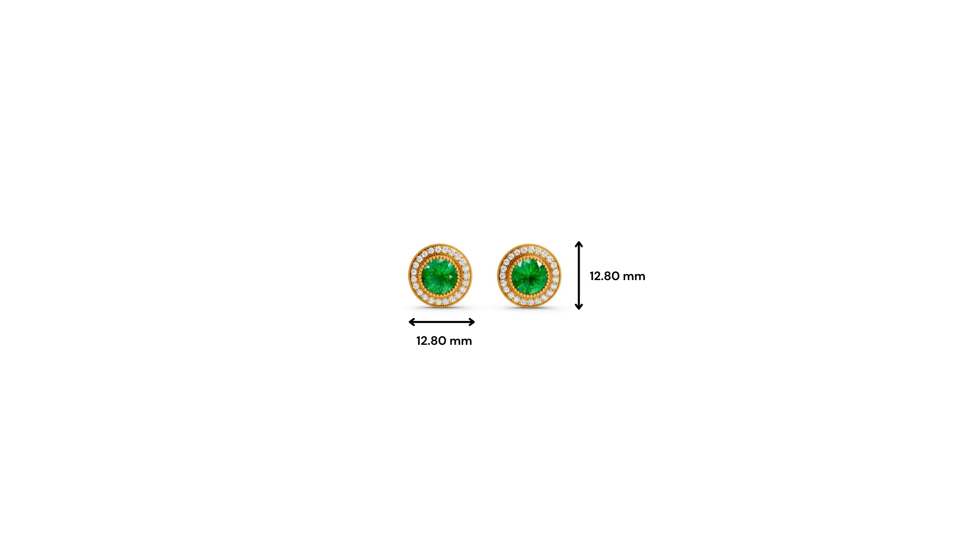 Colombian Emerald  Round Double Halo Milgrain Stud Earrings