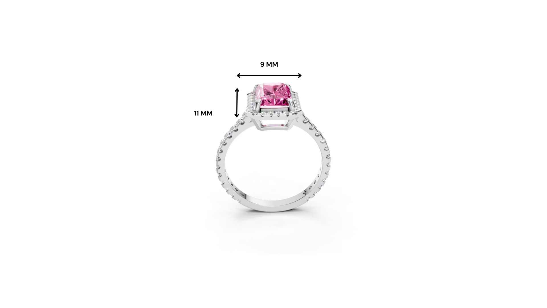 Pink Sapphire Emerald Cut Halo Ring