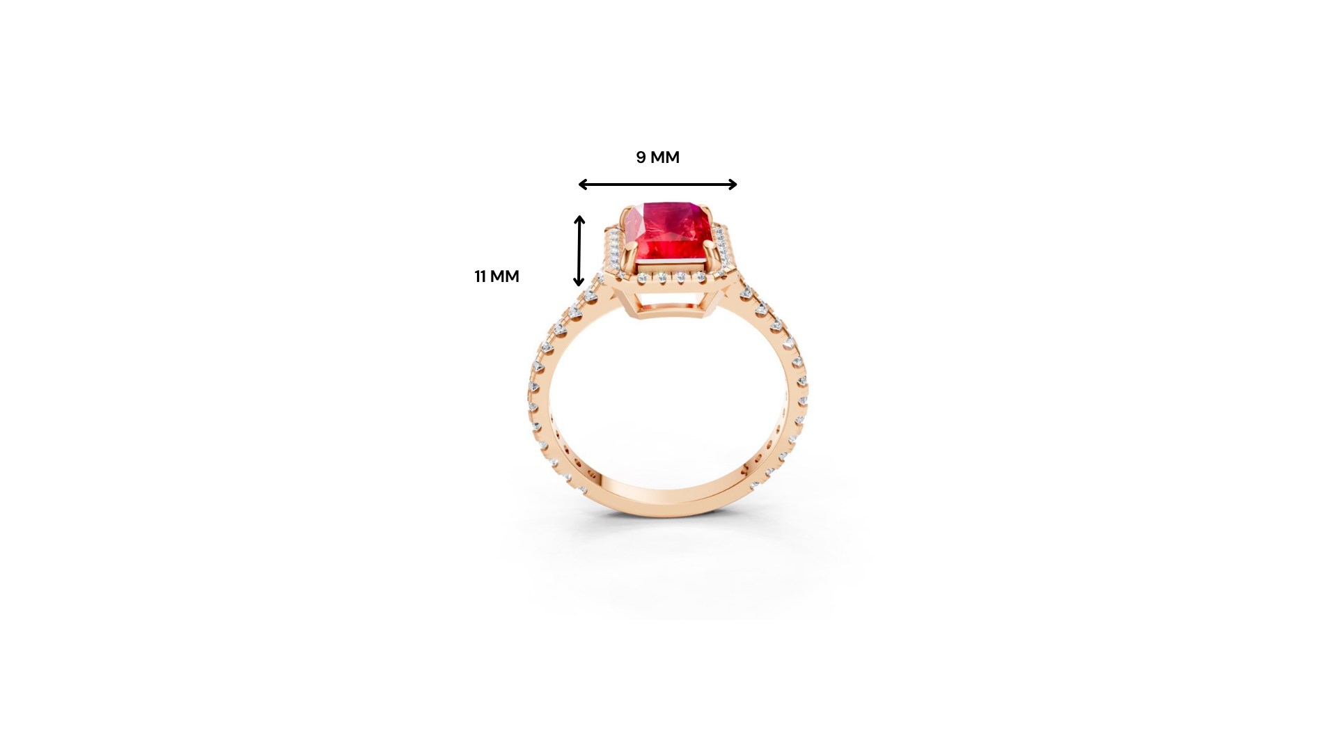 Ruby Emerald Cut Halo Ring