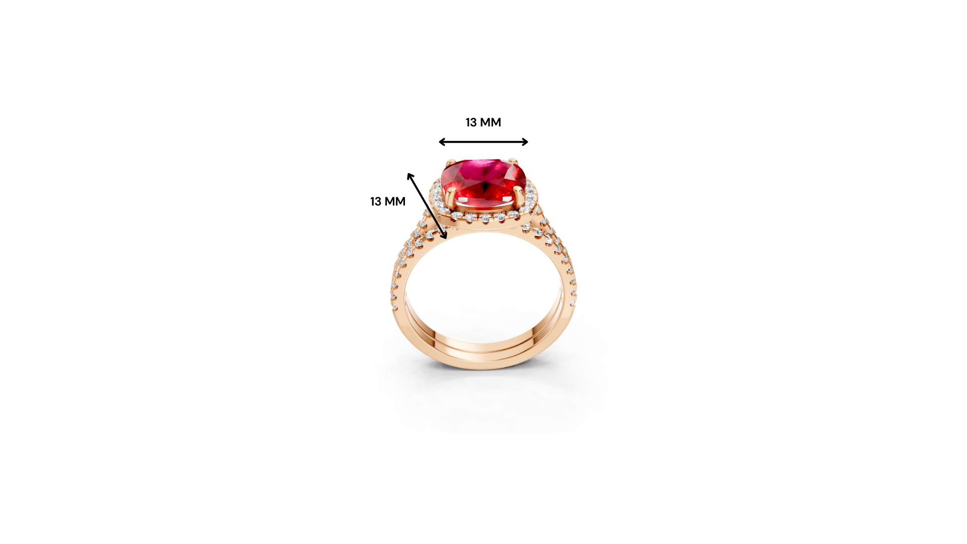 Ruby Cushion Halo Ring with Pave Band