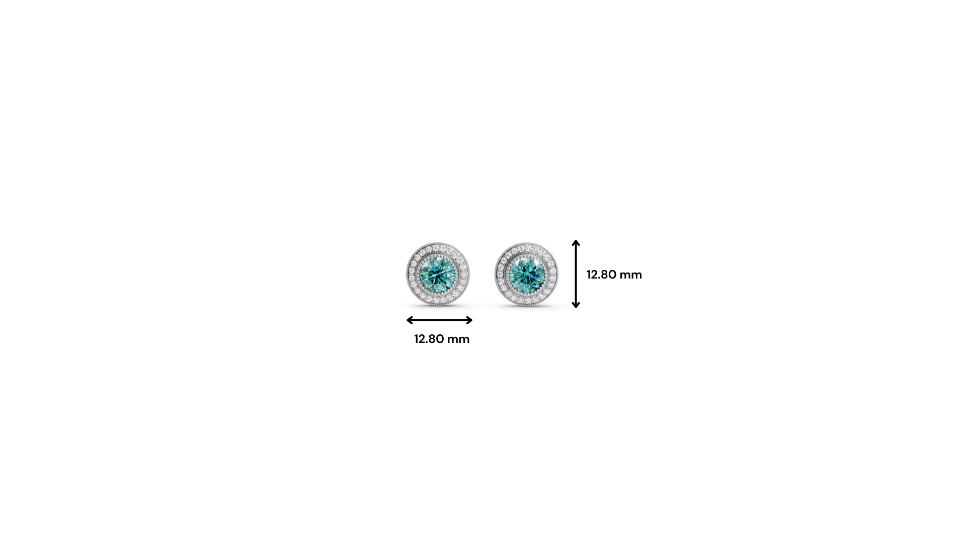 Paraiba Tourmaline Round Double Halo Milgrain Stud Earrings