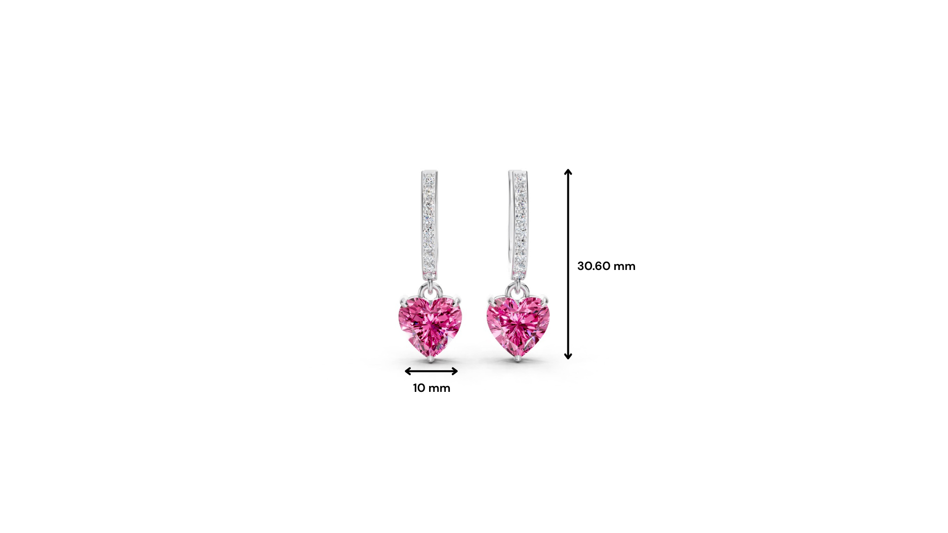Pink Sapphire  Ruby Heart Drop Huggie Earrings