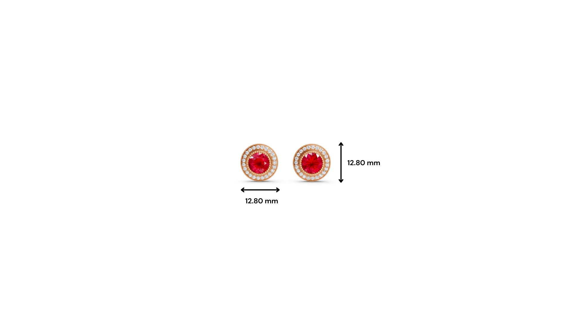 Ruby Round Double Halo Milgrain Stud Earrings