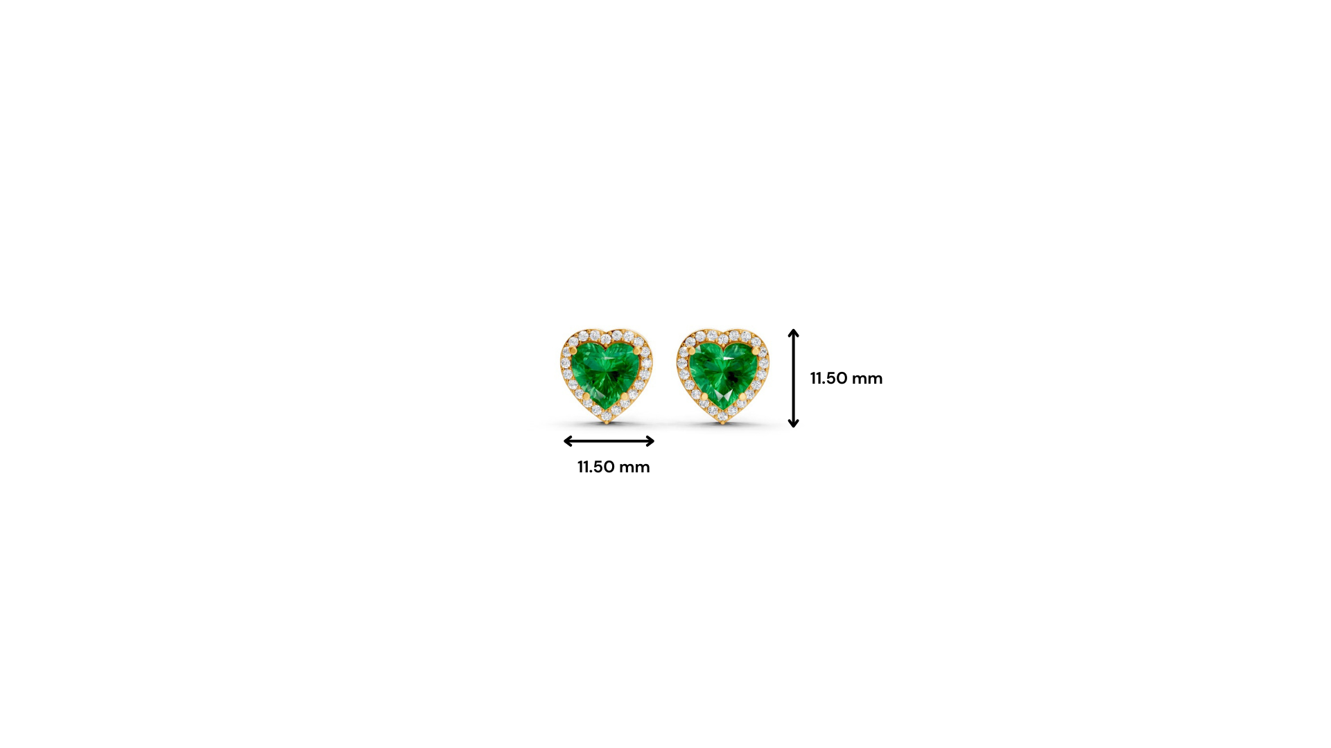 Colombian Emerald Heart Halo Stud Earrings