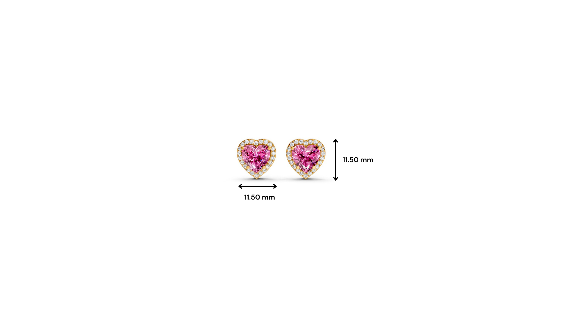 Pink Sapphire Heart Halo Stud Earrings