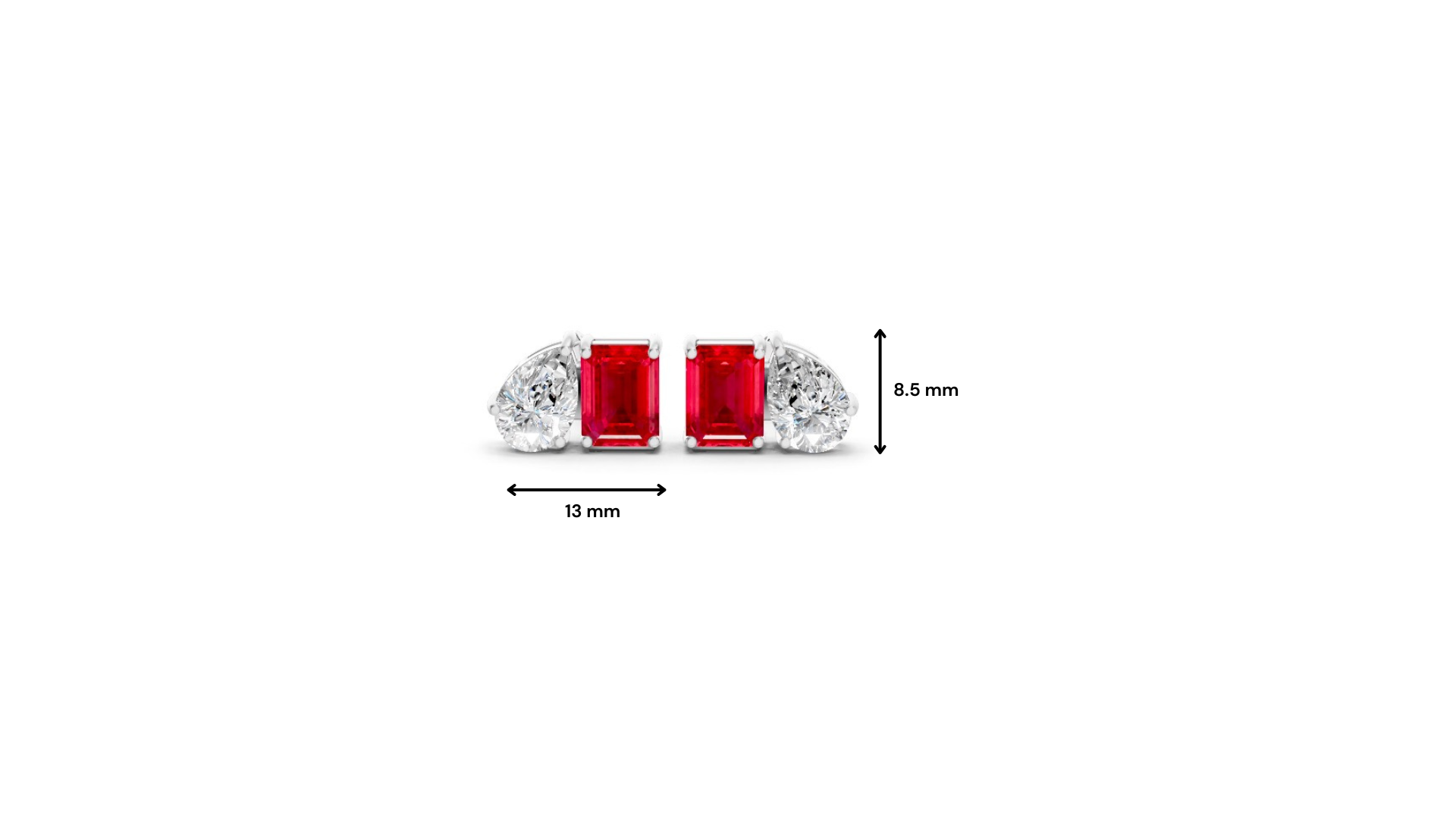 Ruby Diamond Toi et Moi Stud Earrings