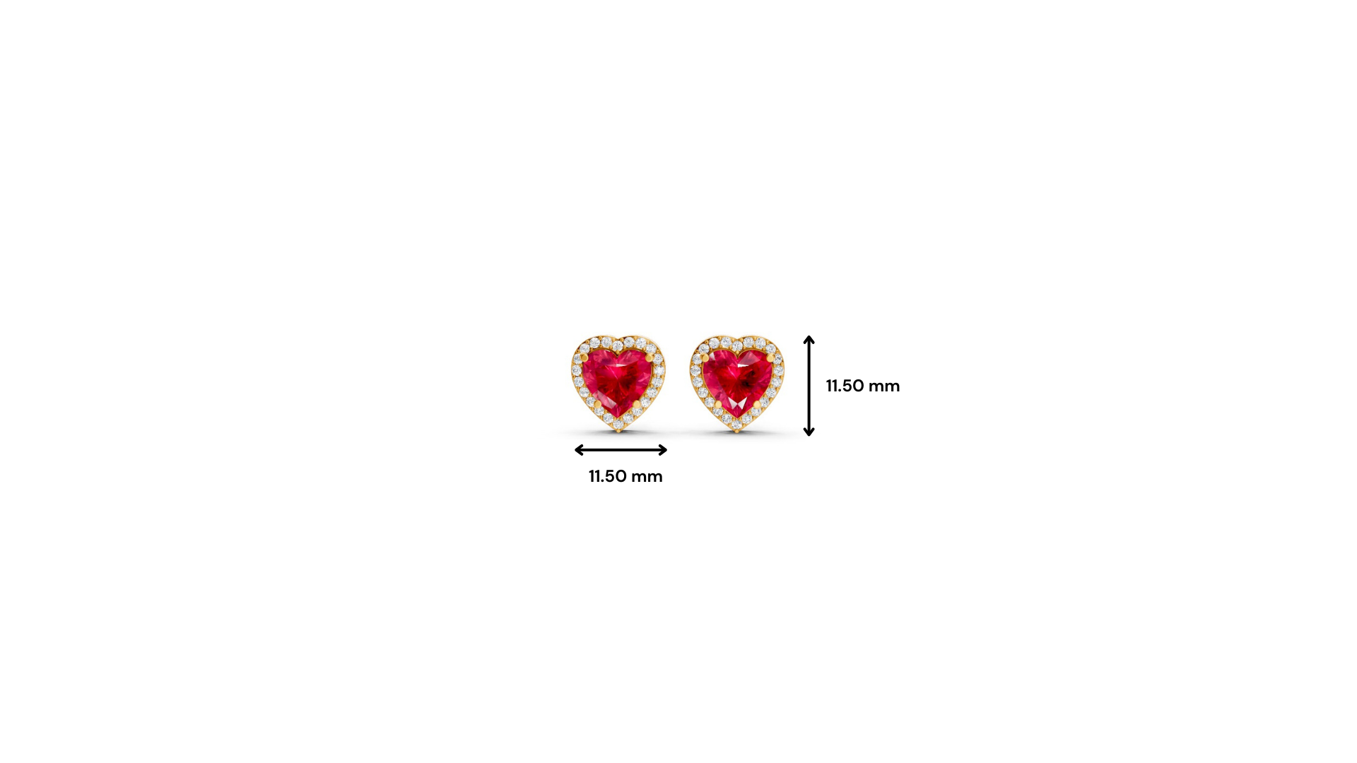 Ruby Heart Halo Stud Earrings