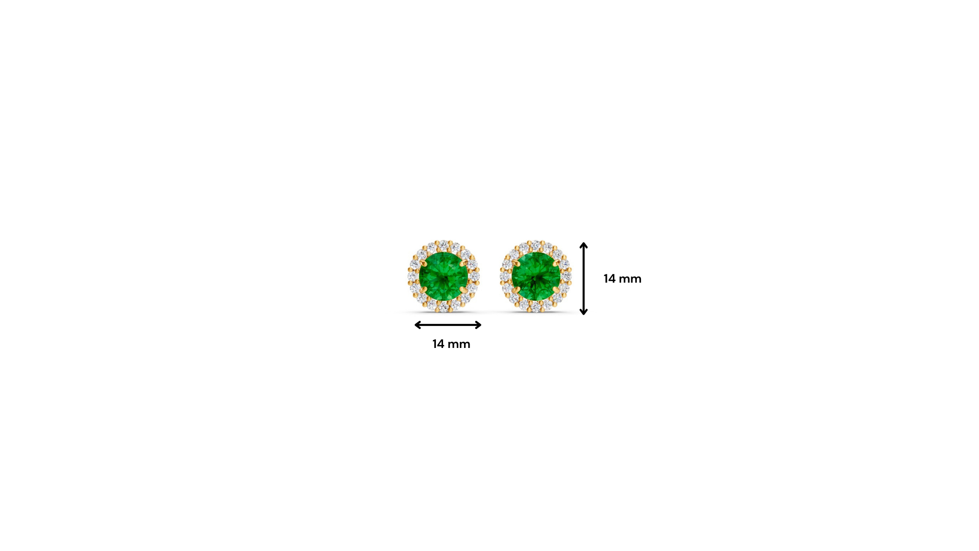 Colombian Emerald Diamond Round Halo Stud Earrings with Floral Basket