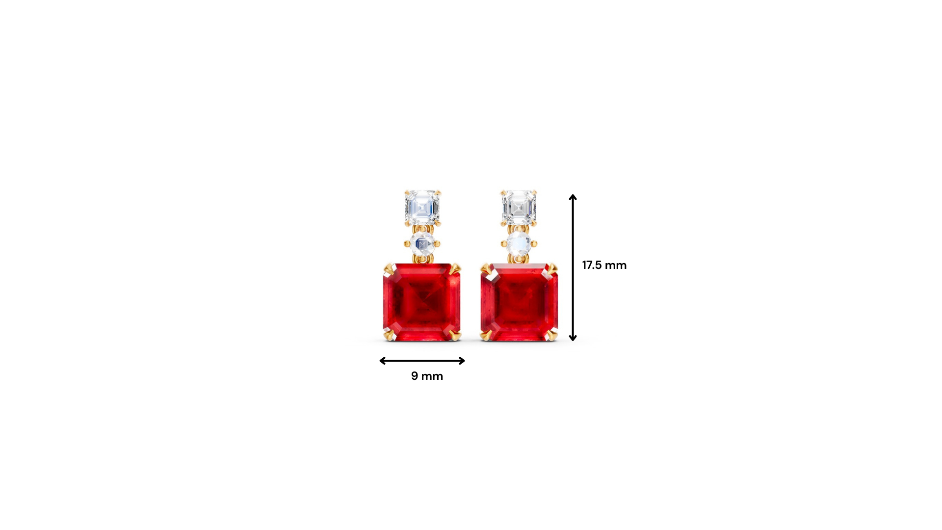 Ruby & Diamond Three-Stone Drop Earrings
