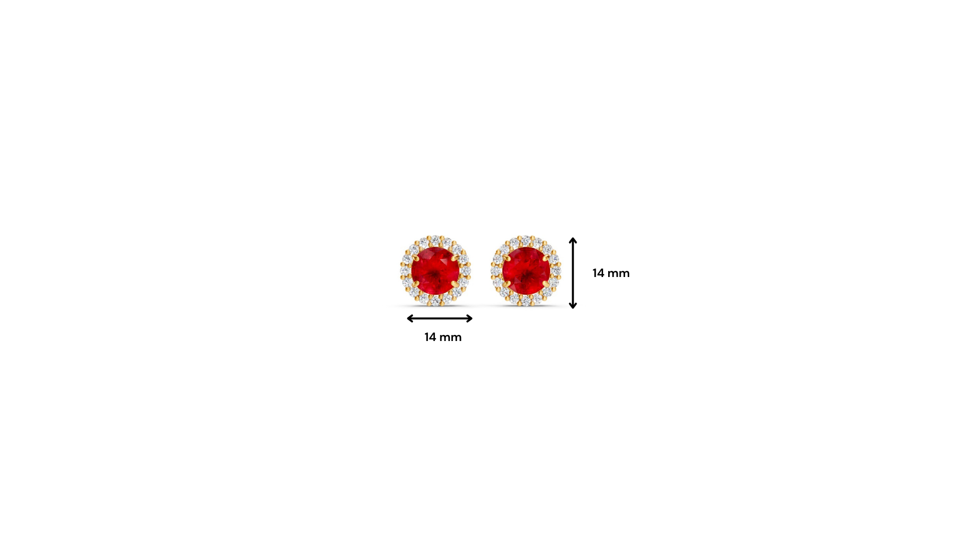 Ruby Diamond Round Halo Stud Earrings with Floral Basket