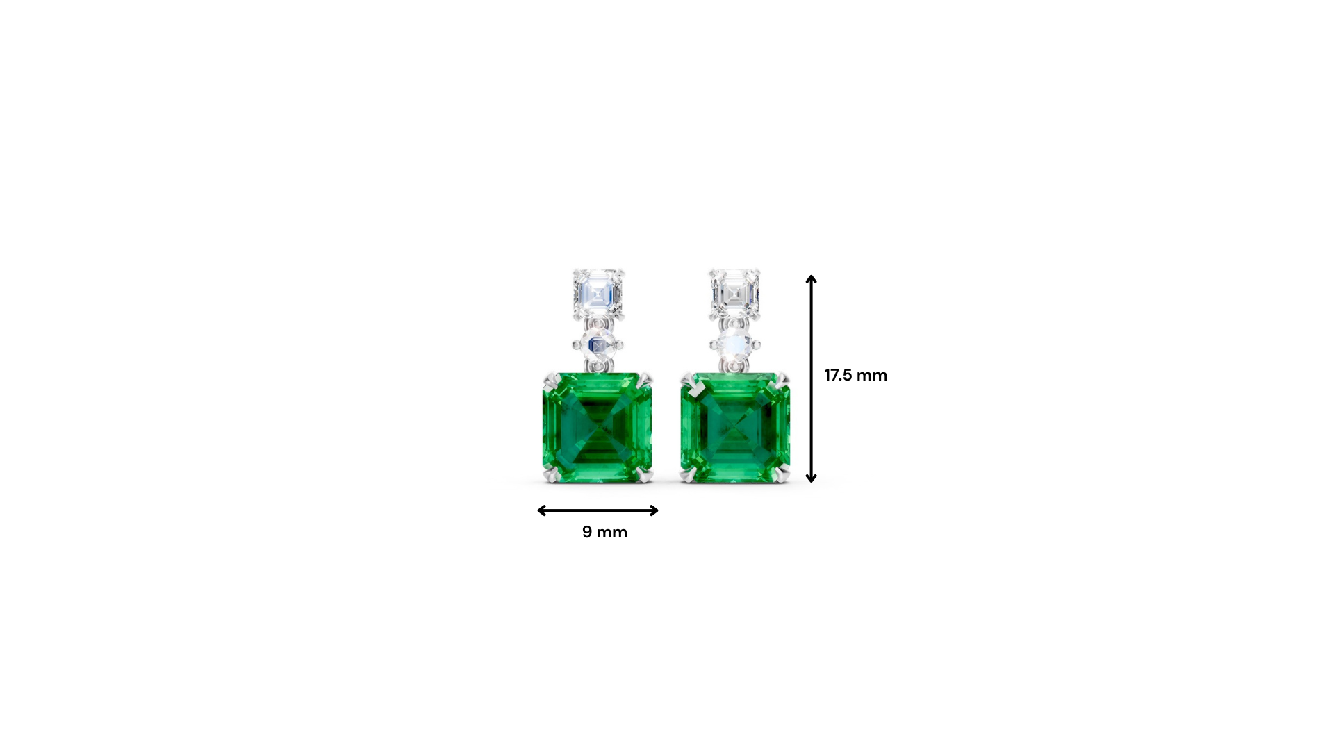 Colombian Emerald & Diamond Three-Stone Drop Earrings