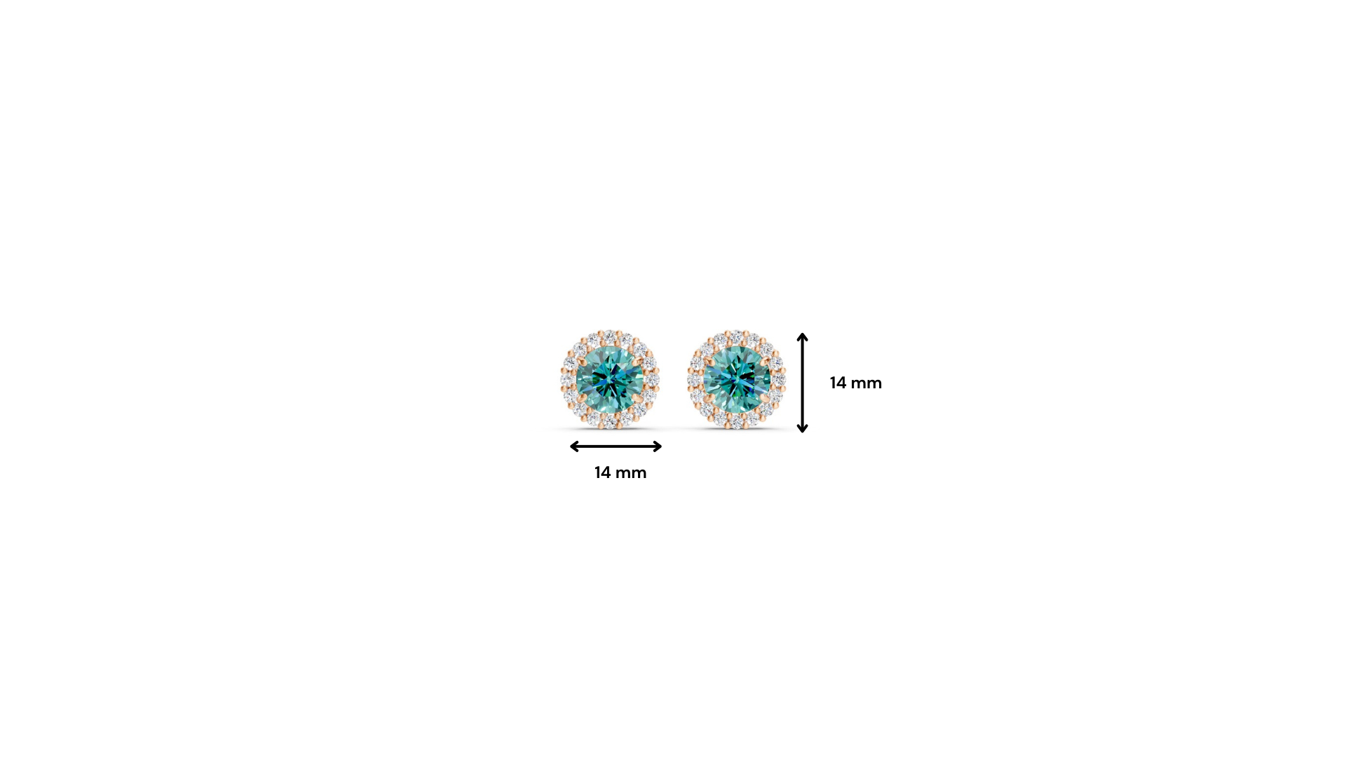 Paraiba Tourmaline Diamond Round Halo Stud Earrings with Floral Basket