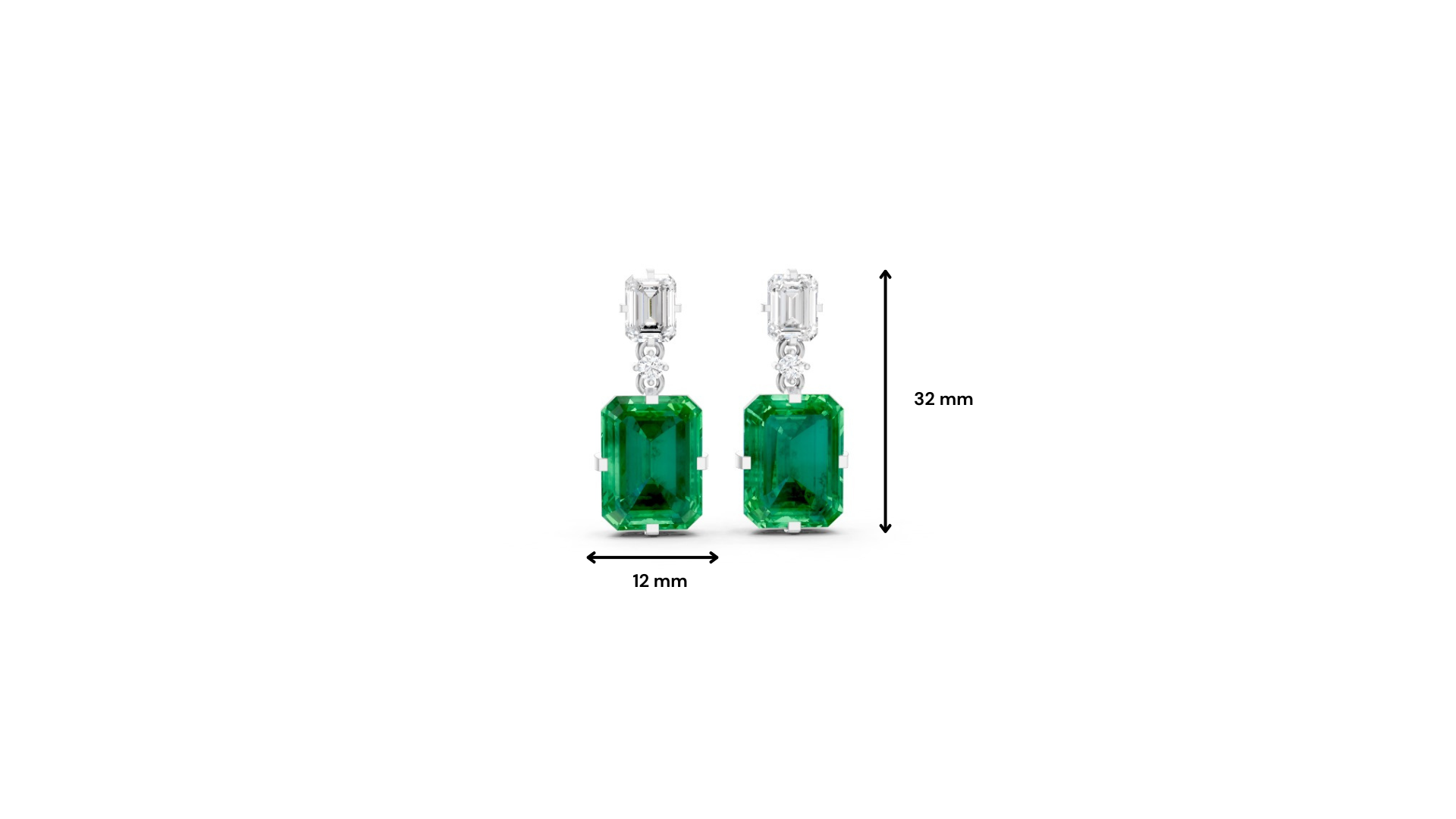 Colombian Emerald & Diamond Octagonal Drop Earrings