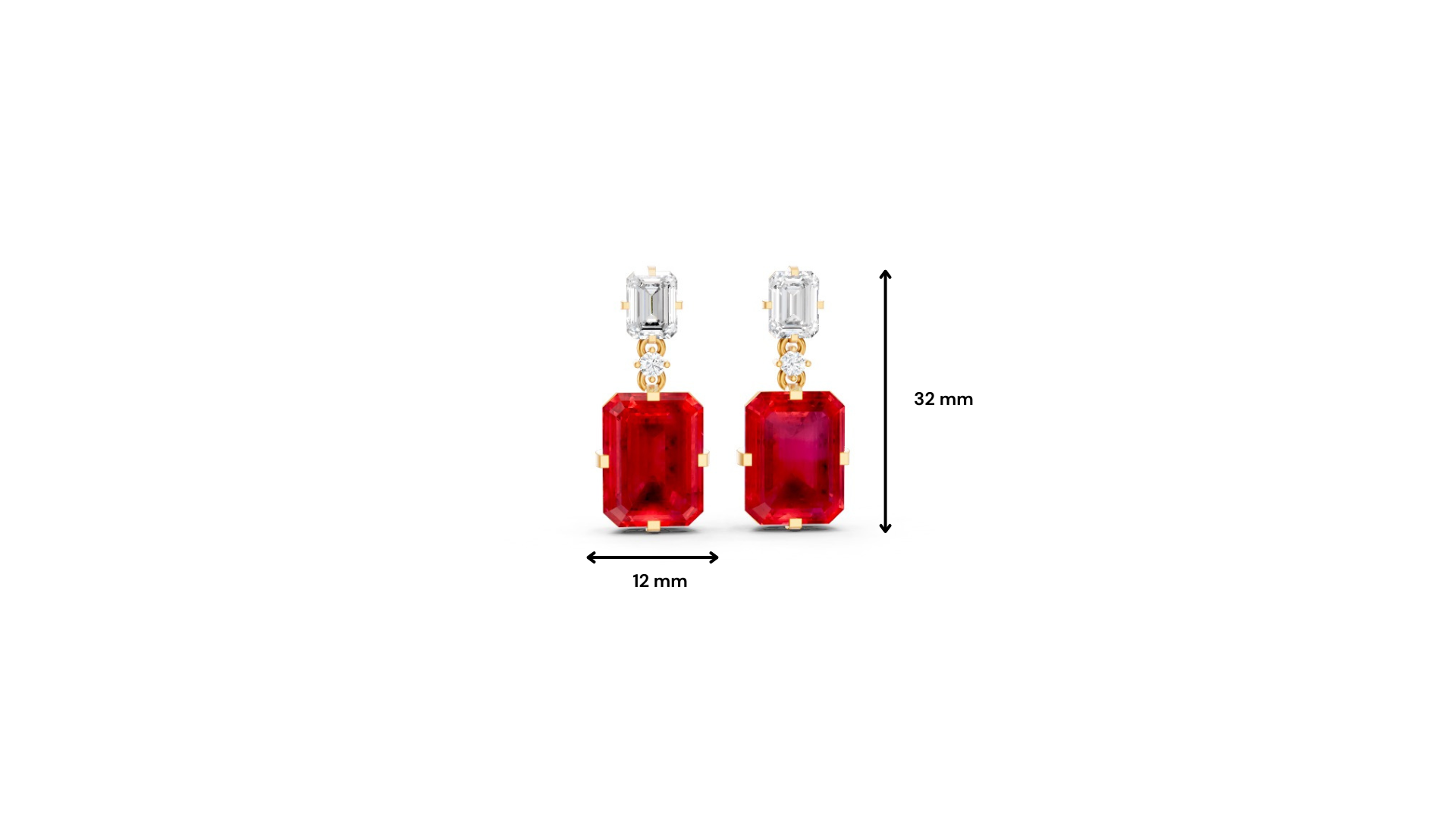 Ruby & Diamond Octagonal Drop Earrings