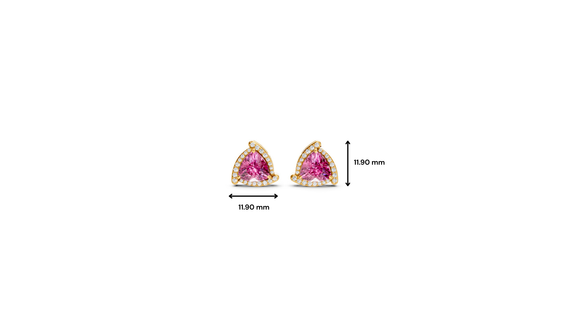 Pink Sapphire Trillion Halo Stud Earrings