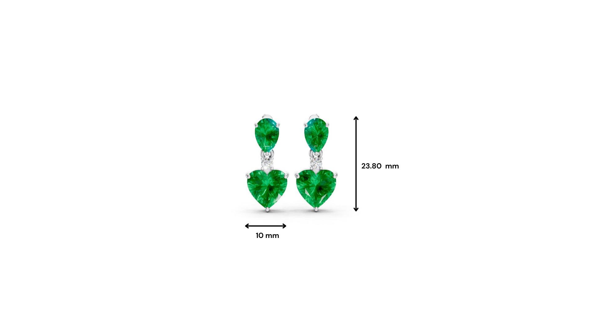 Colombian Emerald Pear & Heart Drop Earrings