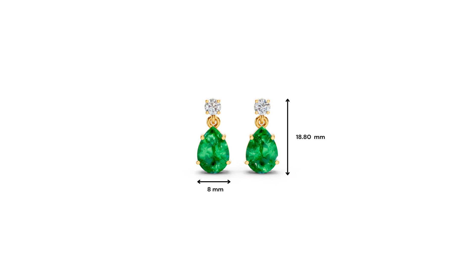 Colombian Emerald Pear & Diamond Round Two-Stone Drop Earrings