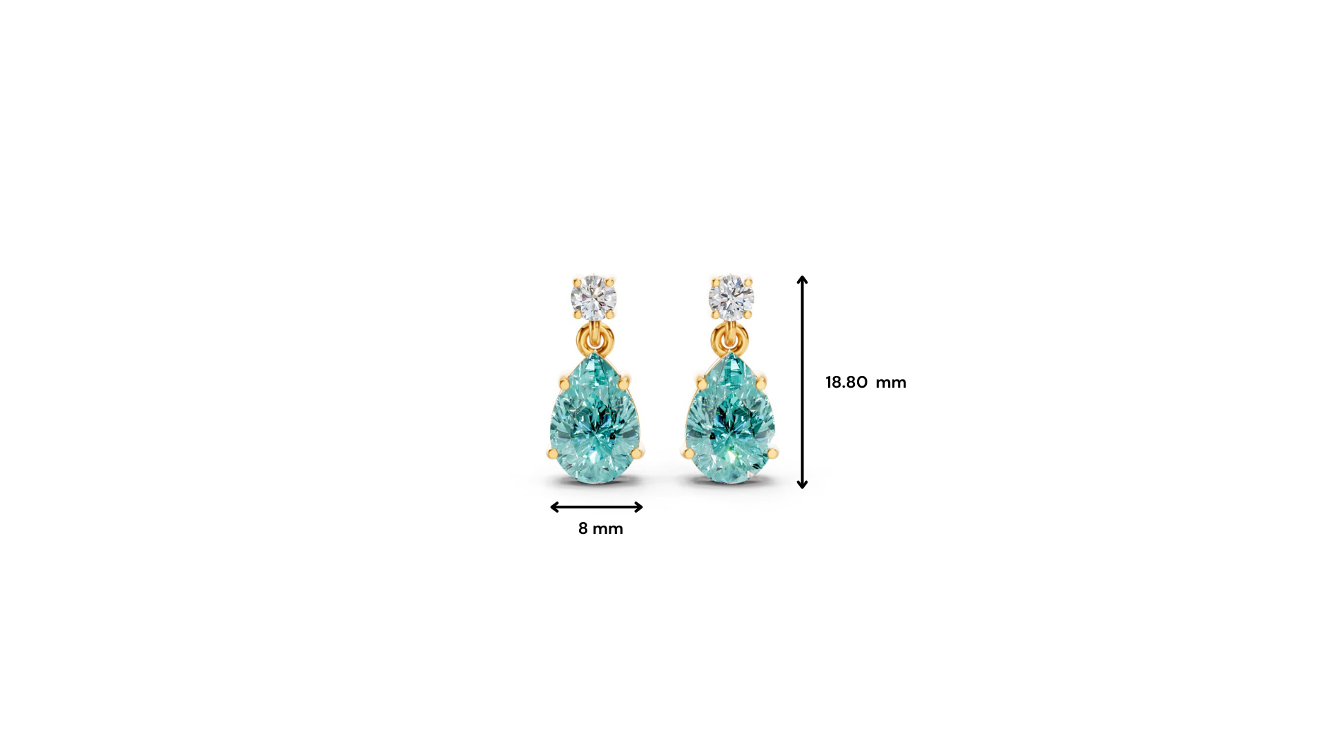 Paraiba Tourmaline Pear & Diamond Round Two-Stone Drop Earrings