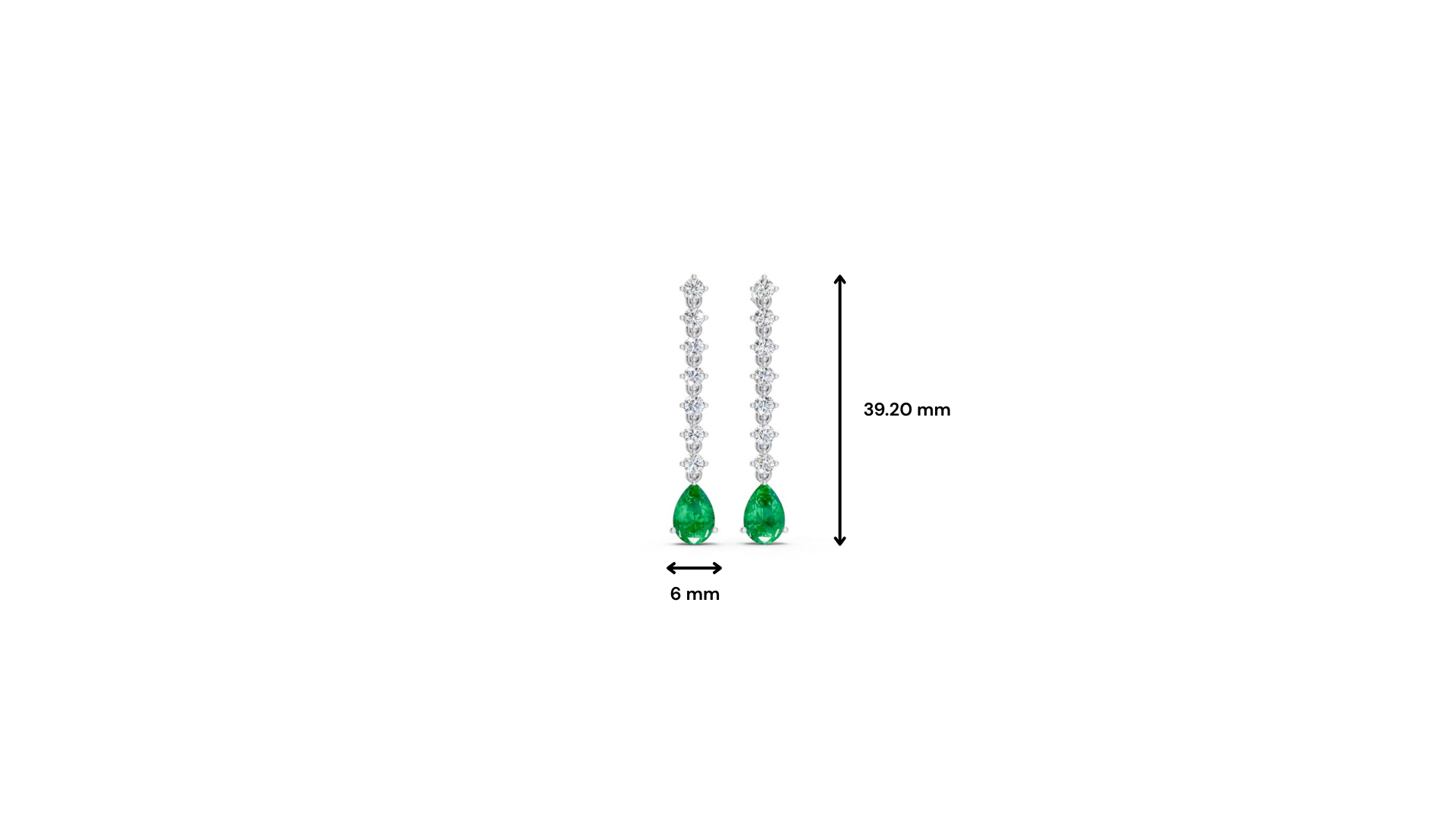 Colombian Emerald  Pear Drop Earrings with Diamond Tennis Chain
