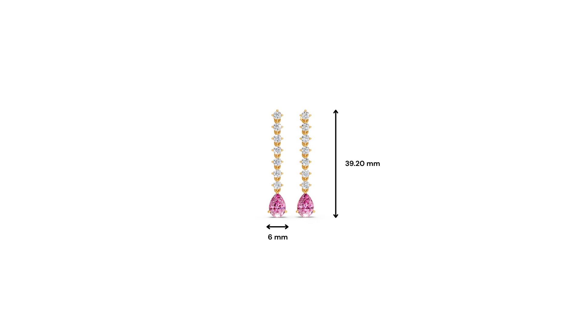 Pink Sapphire Pear Drop Earrings with Diamond Tennis Chain