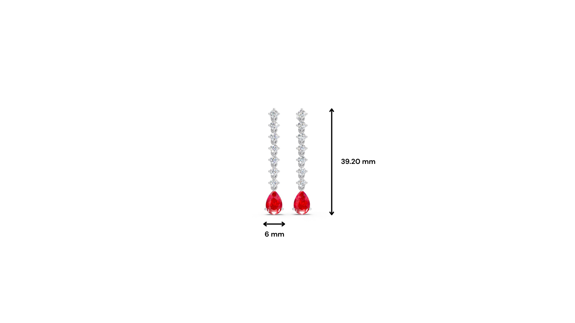 Ruby Pear Drop Earrings with Diamond Tennis Chain