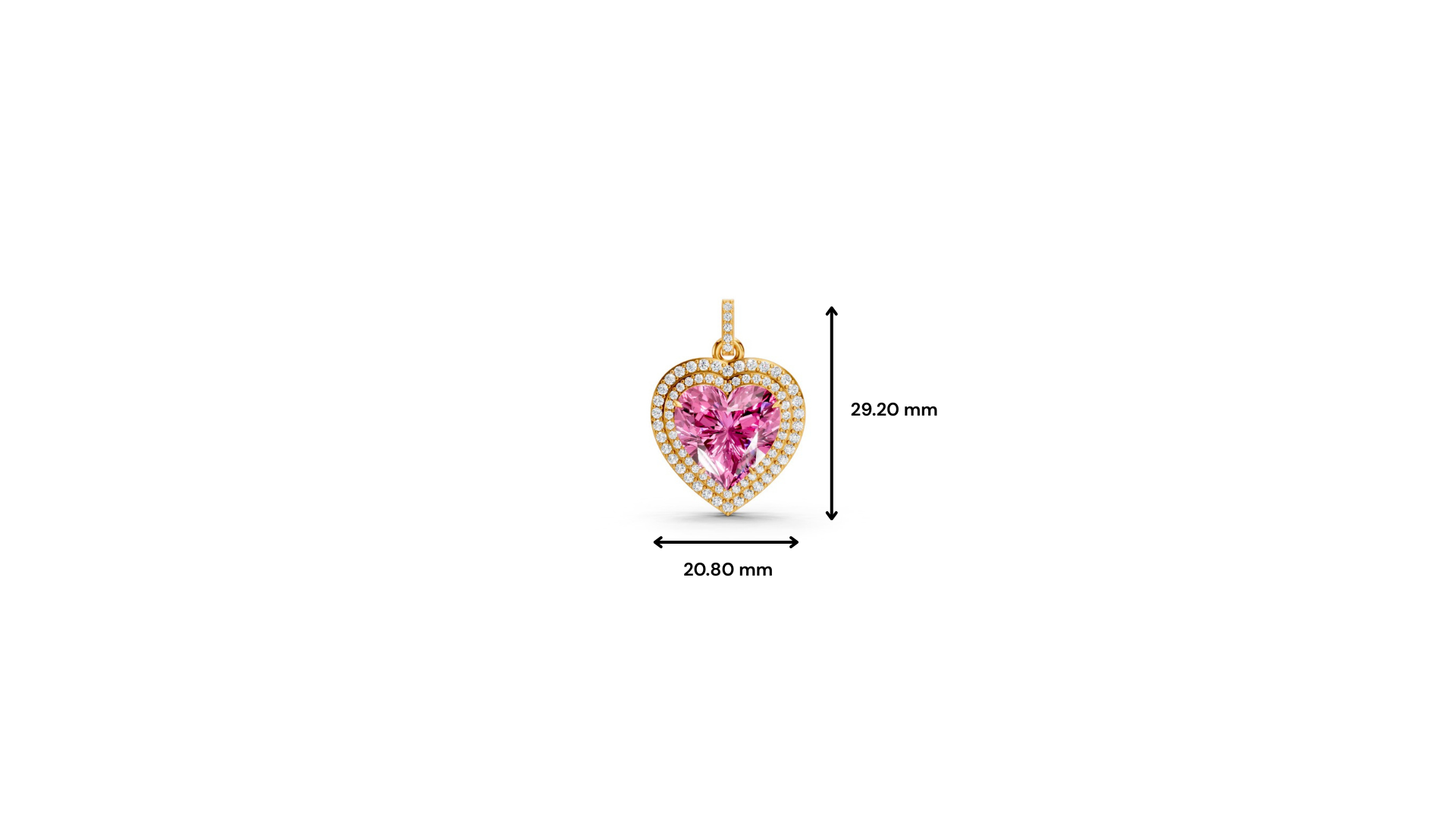 Pink Sapphire Heart Double Halo Pendant