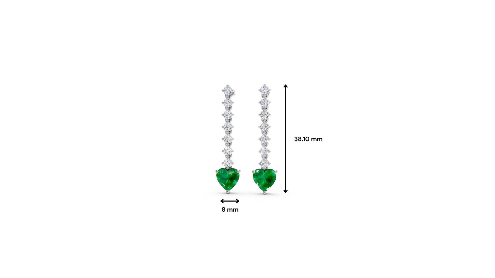 Colombian Emerald Ruby Heart Drop Earrings with Diamond Tennis Chain
