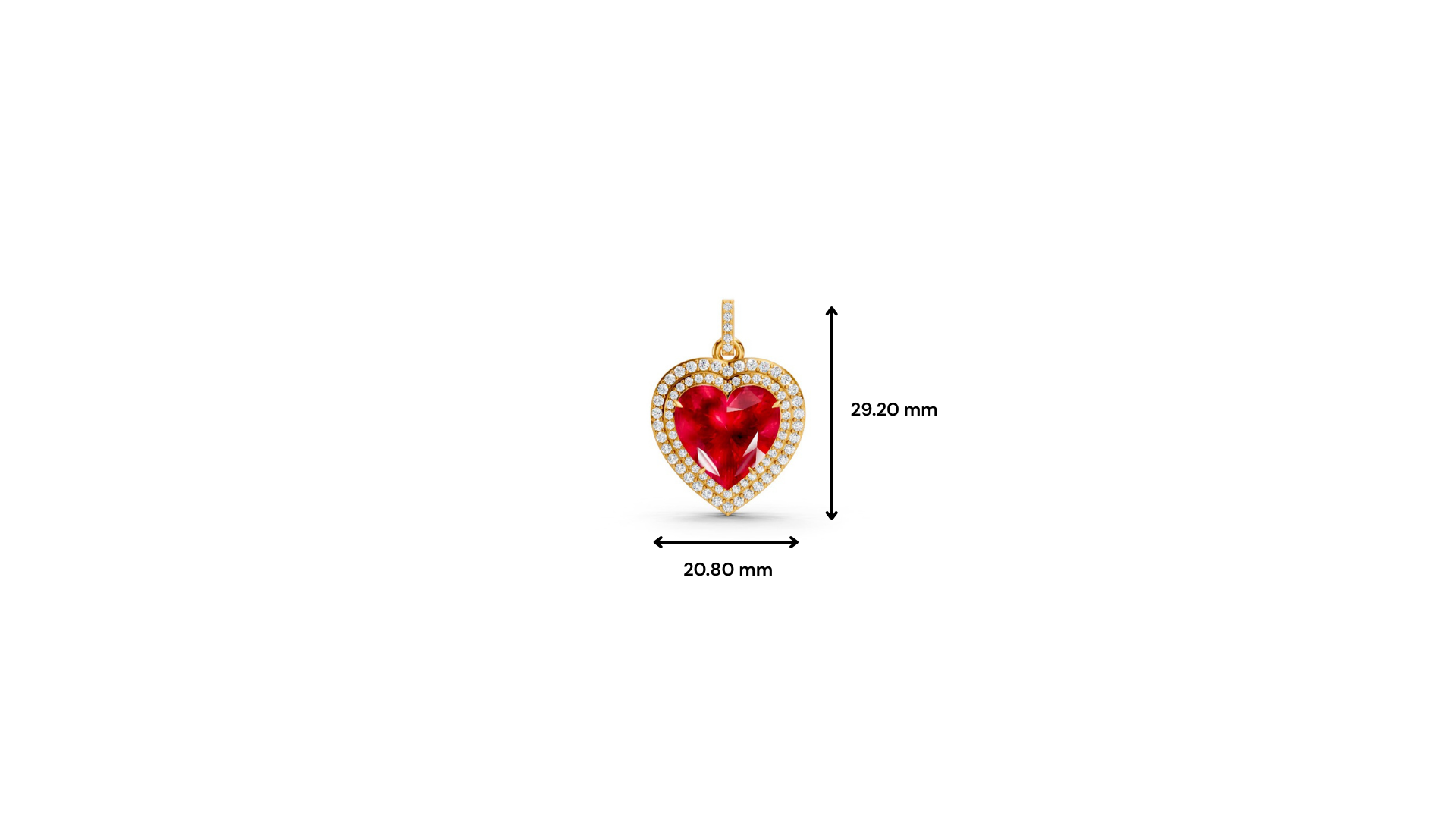 Ruby Heart Double Halo Pendant