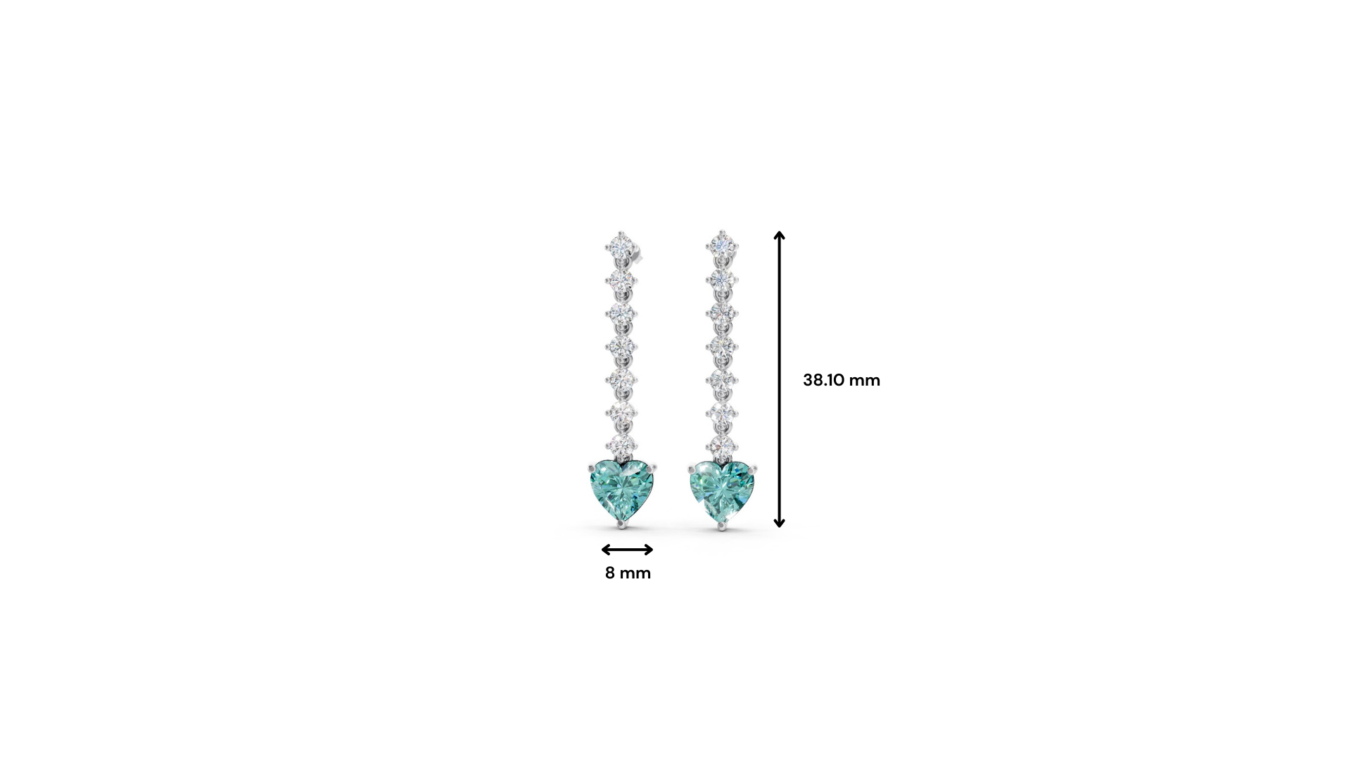 Paraiba Tourmaline Heart Drop Earrings with Diamond Tennis Chain