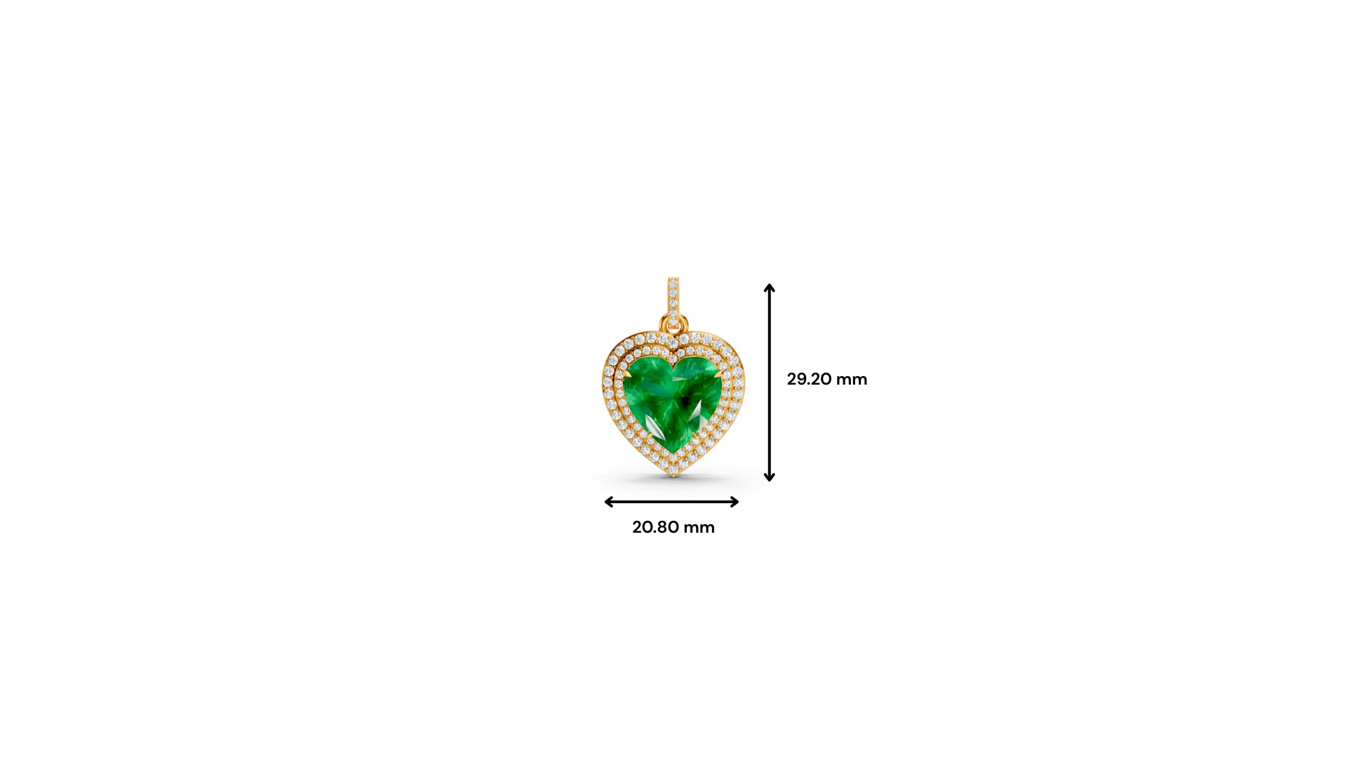 Colombian Emerald Heart Double Halo Pendant