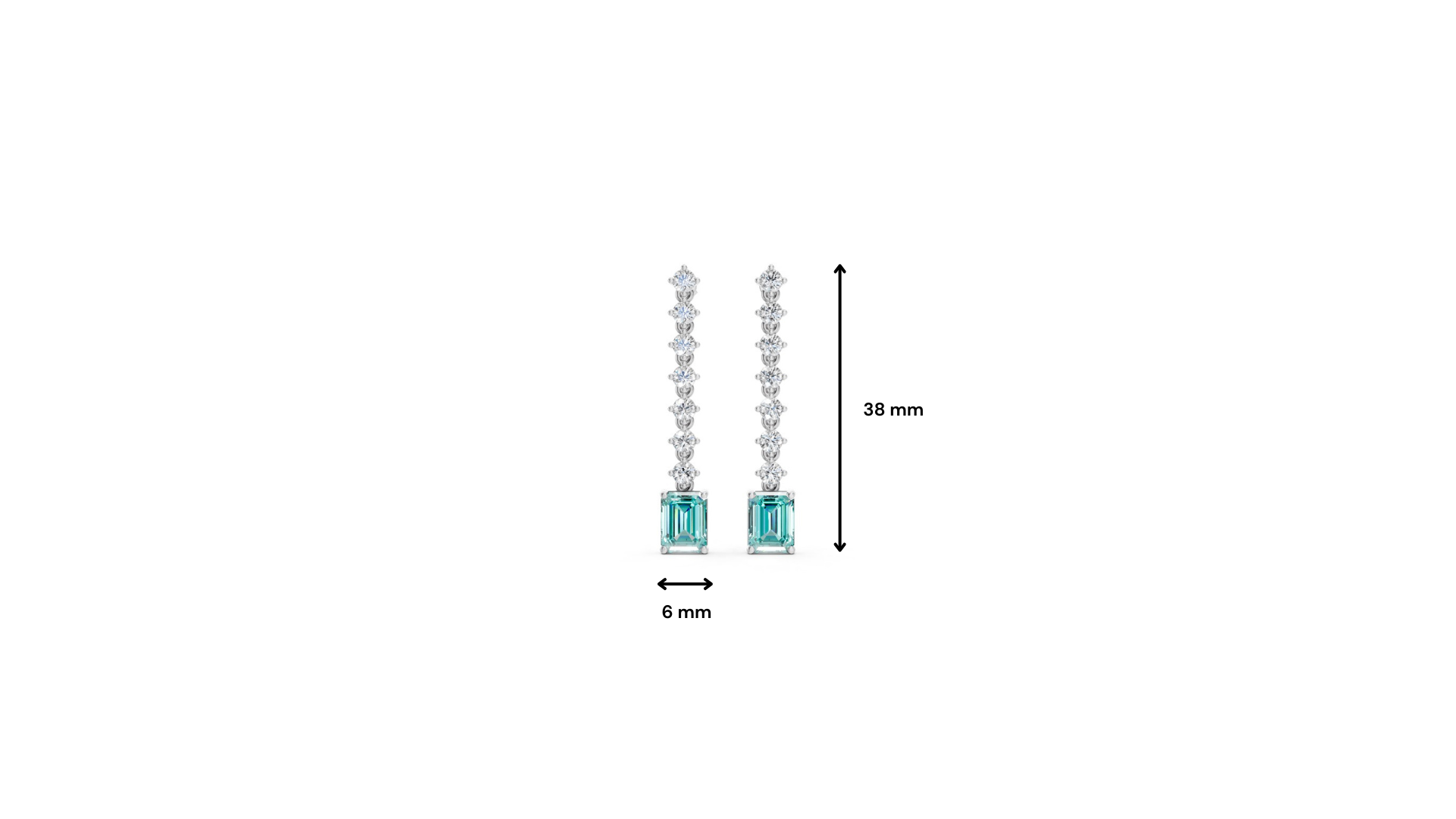 Paraiba Tourmaline Octagonal Drop Earrings with Diamond Tennis Chain